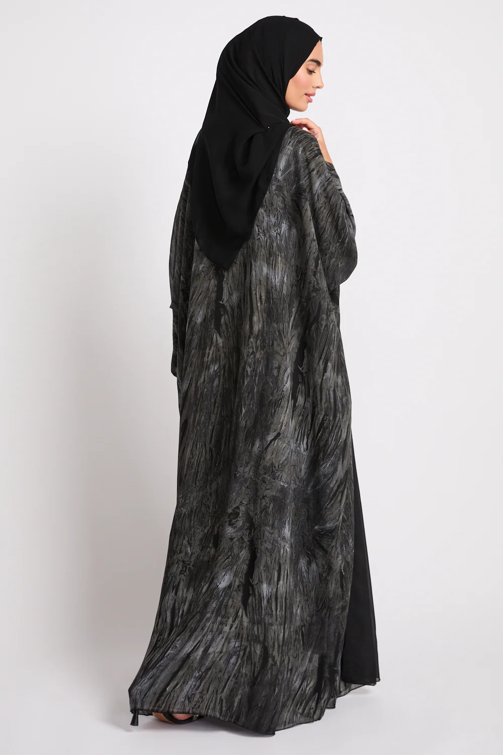 Premium Abstract Open Abaya – Midnight Ash - LIMITED EDITION - Image 8