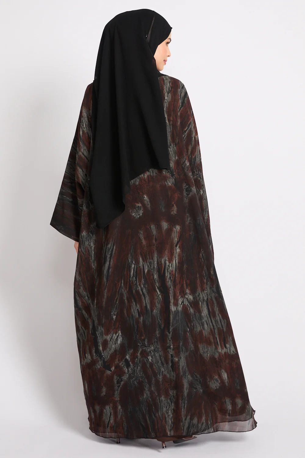 Premium Abstract Open Abaya – Smoked Umber - LIMITED EDITION - Image 5