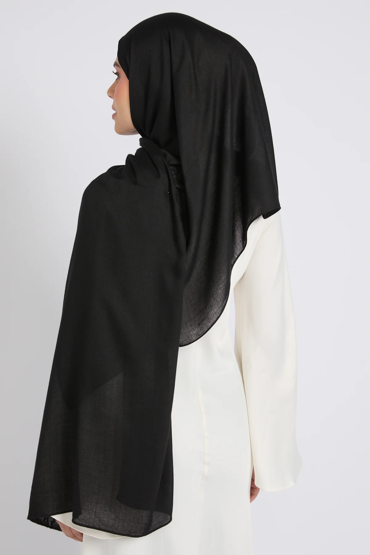 Premium Bamboo Modal Hijab - Black - Image 3