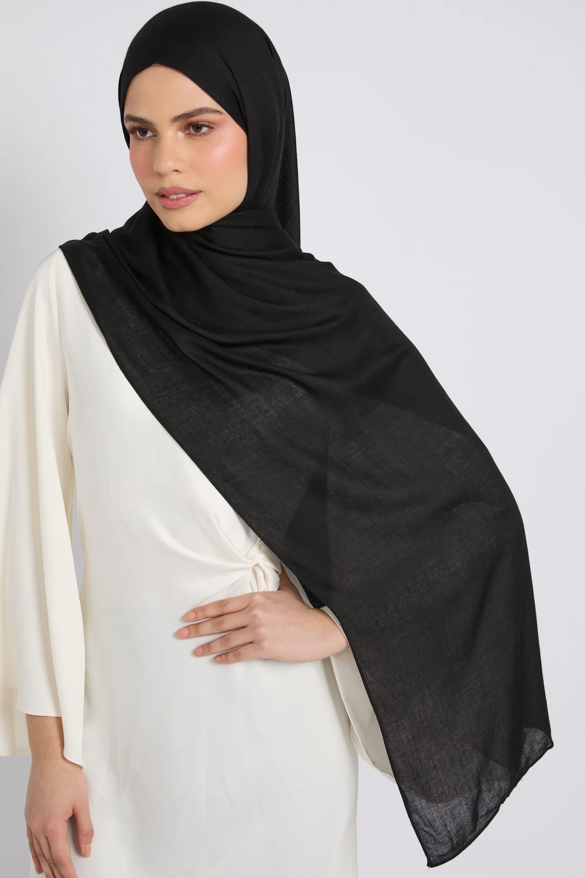 Premium Bamboo Modal Hijab - Black - Image 4
