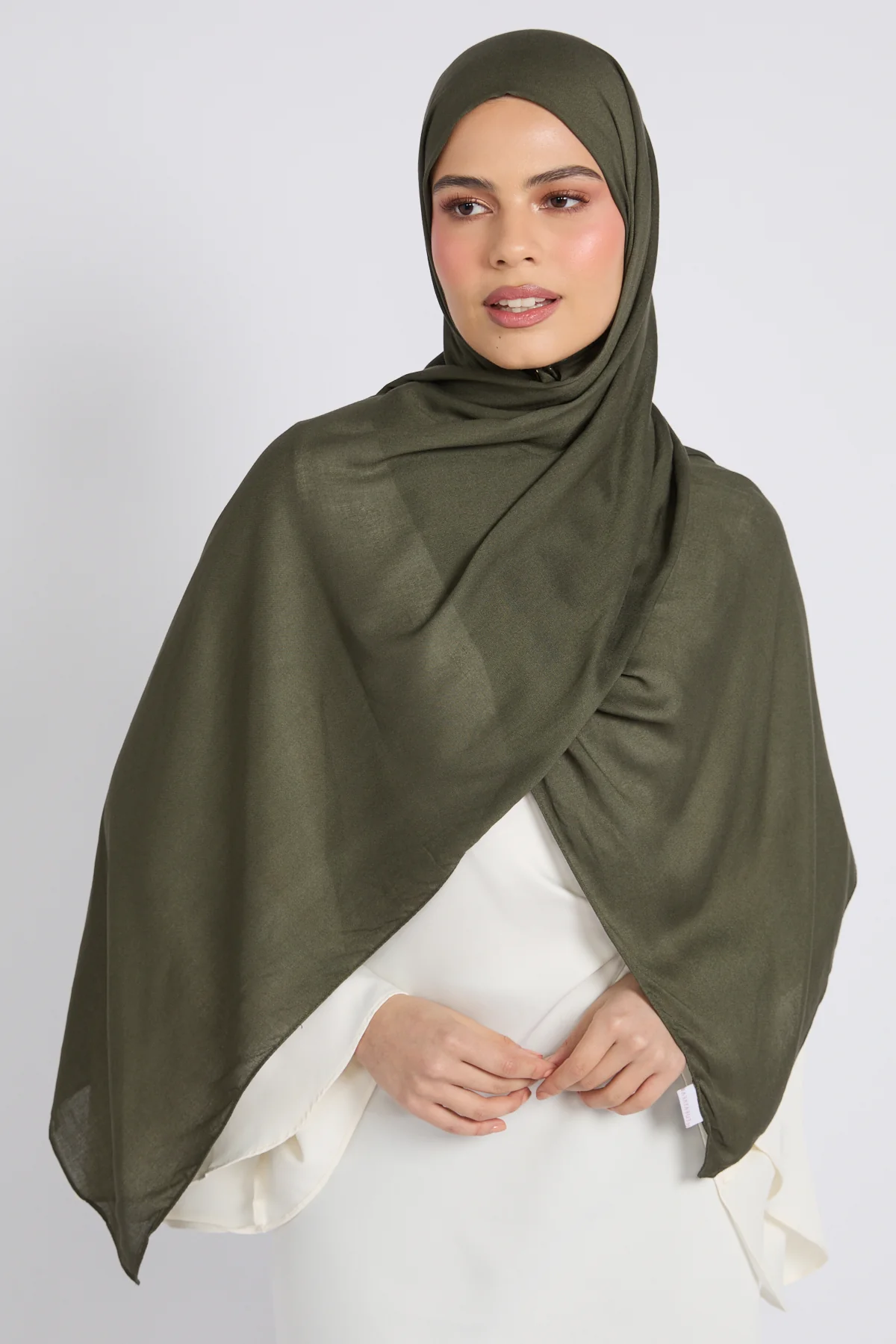 Premium Bamboo Modal Hijab - Winter Moss - Image 3