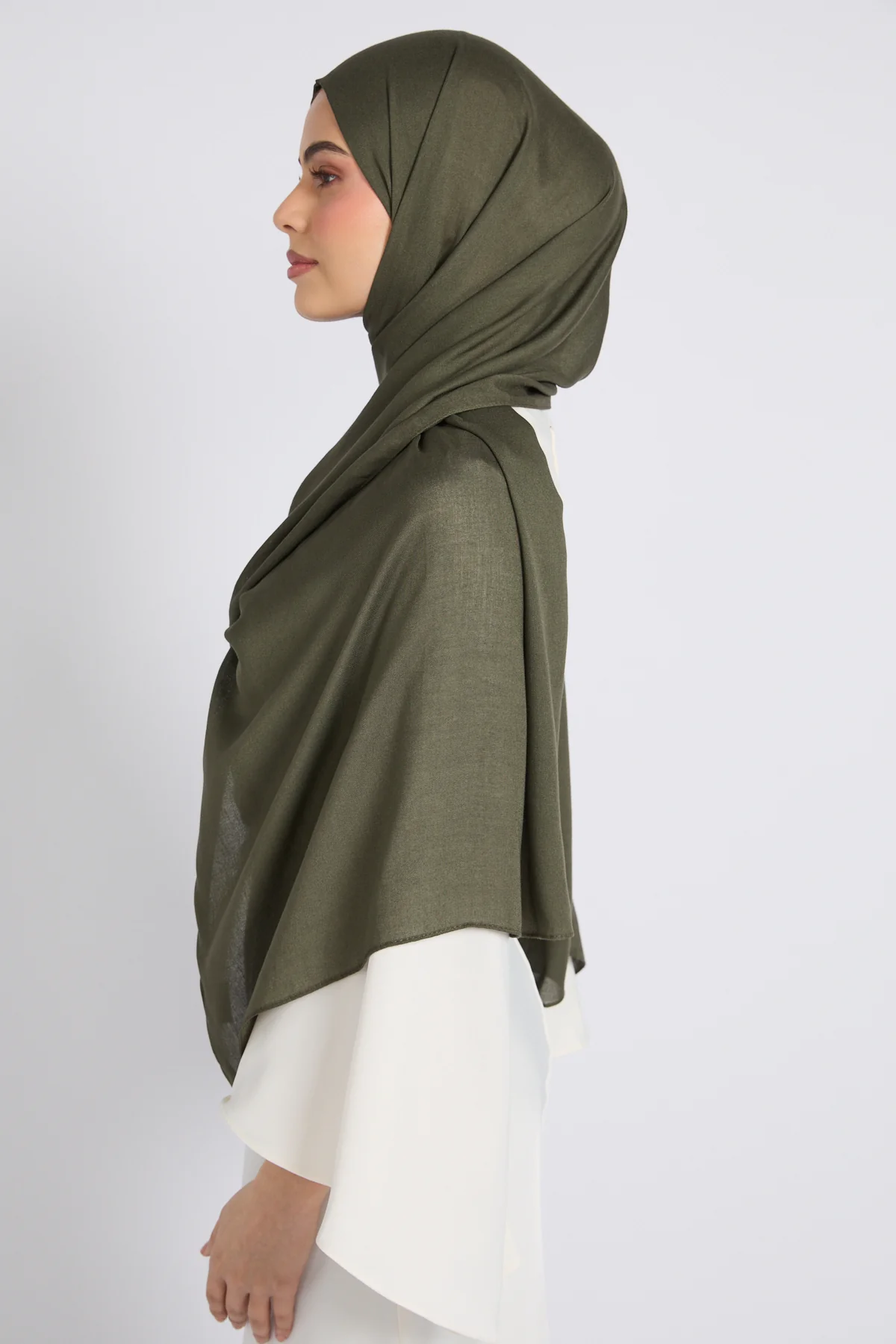Premium Bamboo Modal Hijab - Winter Moss - Image 4