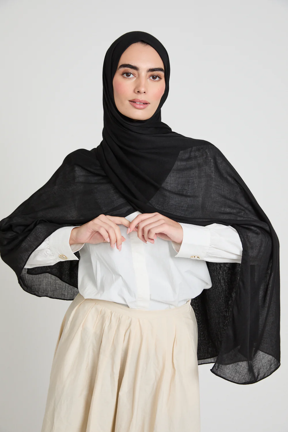 Premium Bamboo Viscose Hijab - Black - Image 3