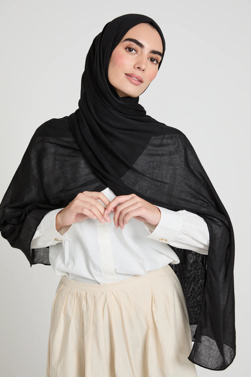 Premium Bamboo Viscose Hijab - Black - Image 4