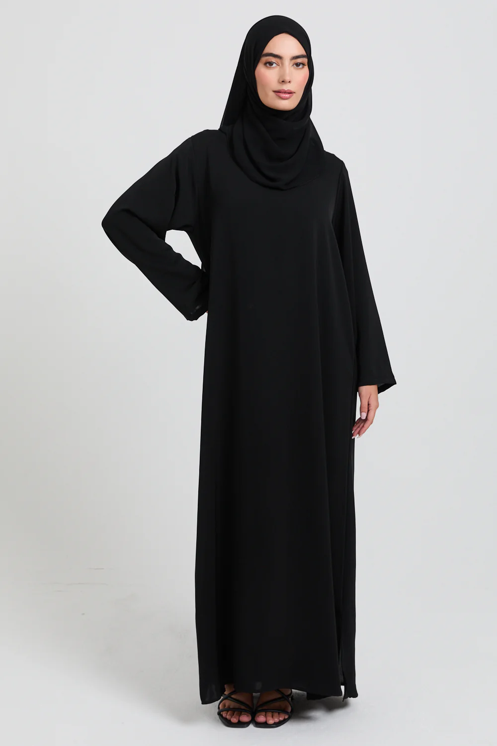 Premium Black Nidha Inner Slip Dress - LONG SLEEVE