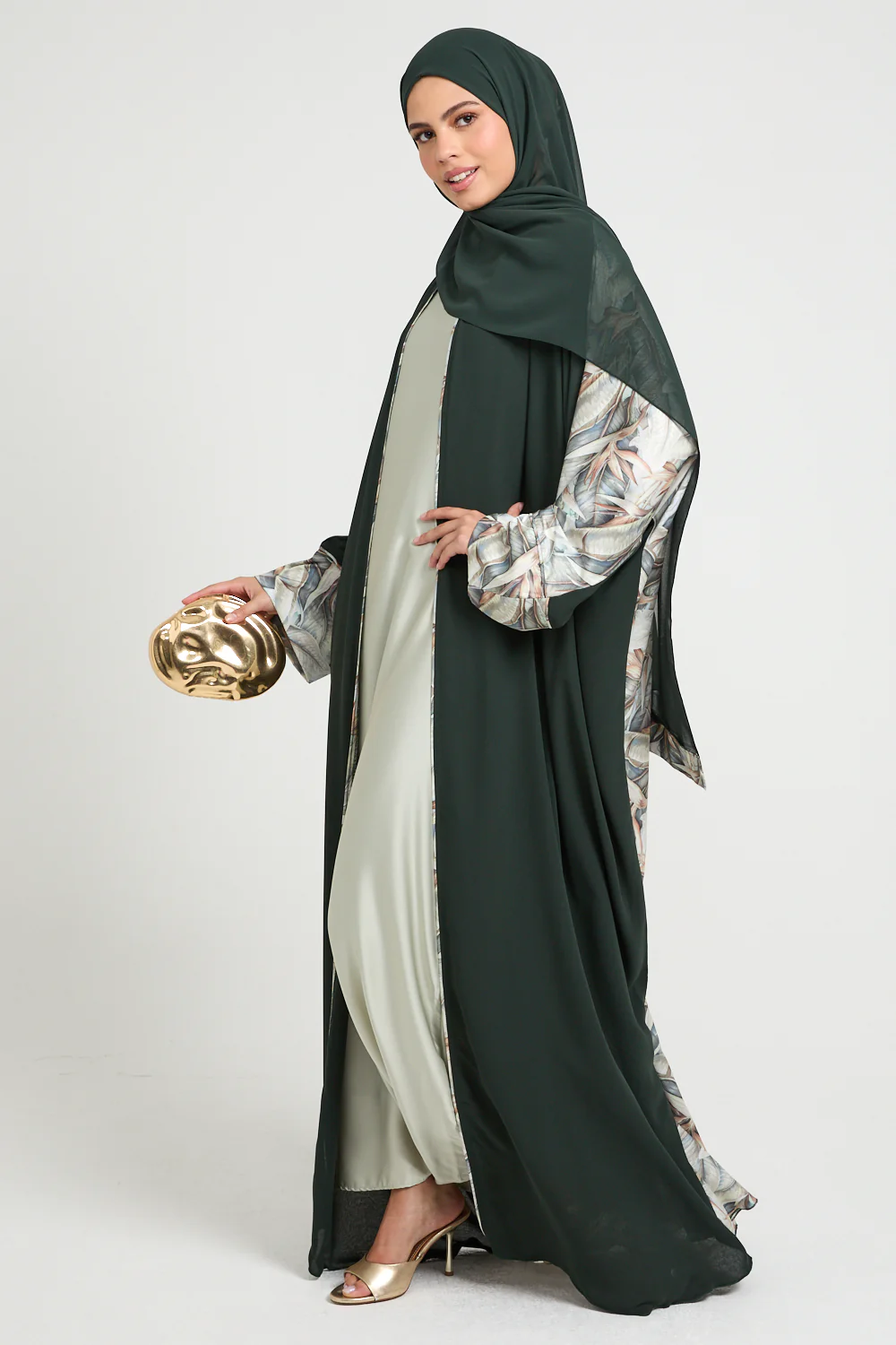Premium Botanical Breeze Open Bisht – Deep Forest - LIMITED EDITION