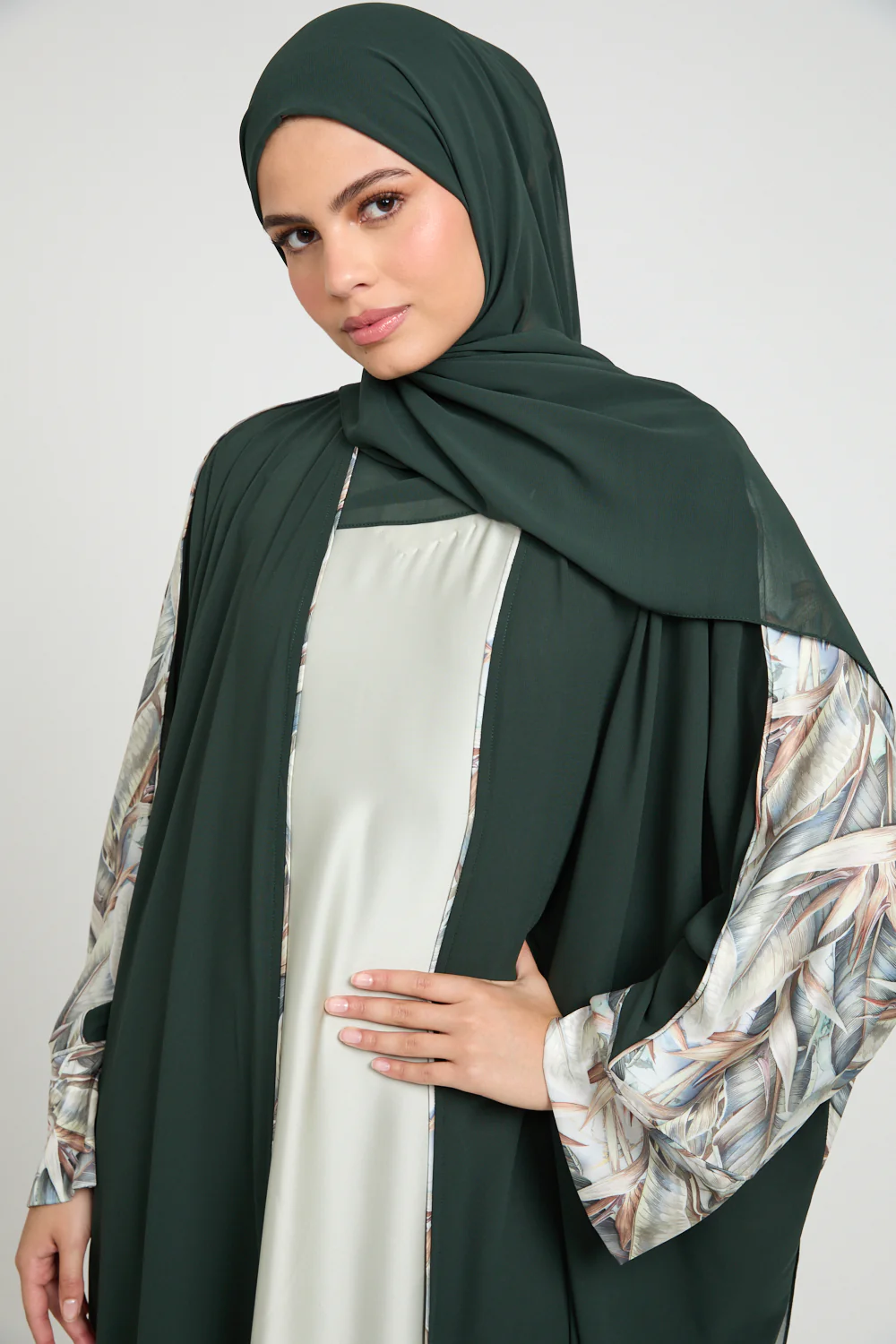 Premium Botanical Breeze Open Bisht – Deep Forest - LIMITED EDITION - Image 3