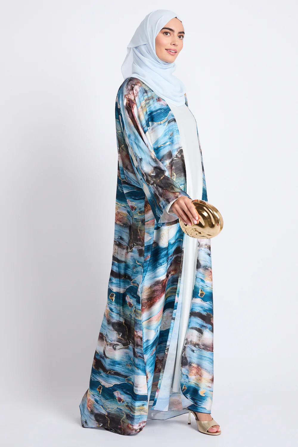 Premium Celestial Open Abaya – Ocean Sky - LIMITED EDITION