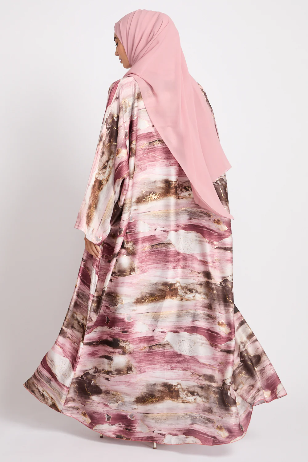 Premium Celestial Open Abaya – Rosé Horizon- LIMITED EDITION - Image 4