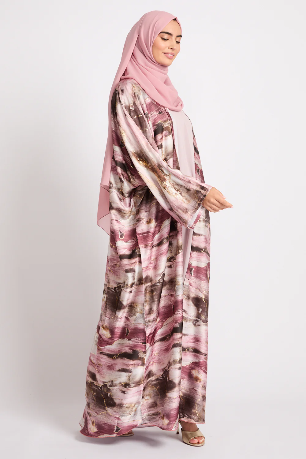 Premium Celestial Open Abaya – Rosé Horizon- LIMITED EDITION - Image 5