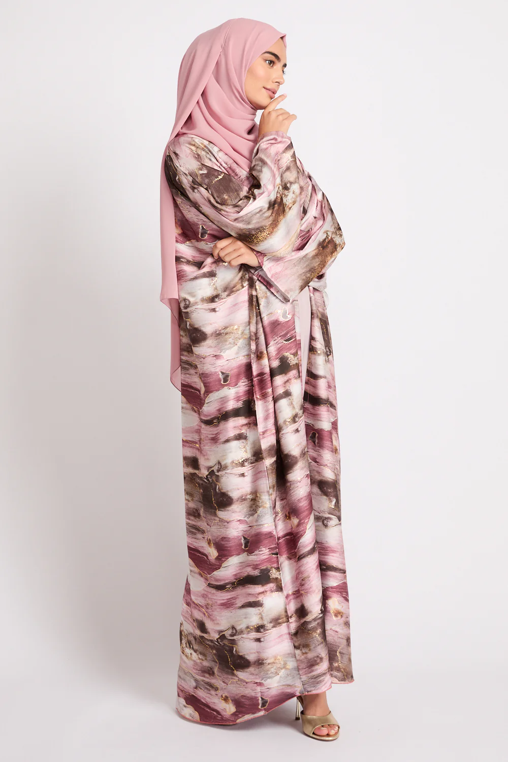 Premium Celestial Open Abaya – Rosé Horizon- LIMITED EDITION - Image 6