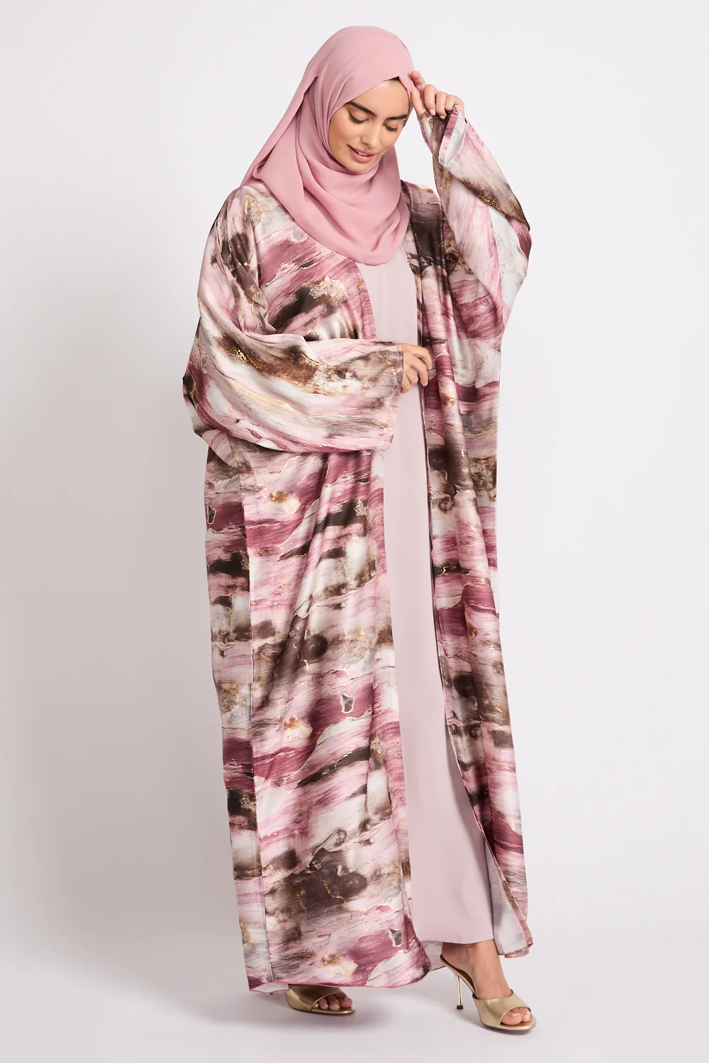 Premium Celestial Open Abaya – Rosé Horizon- LIMITED EDITION - Image 7