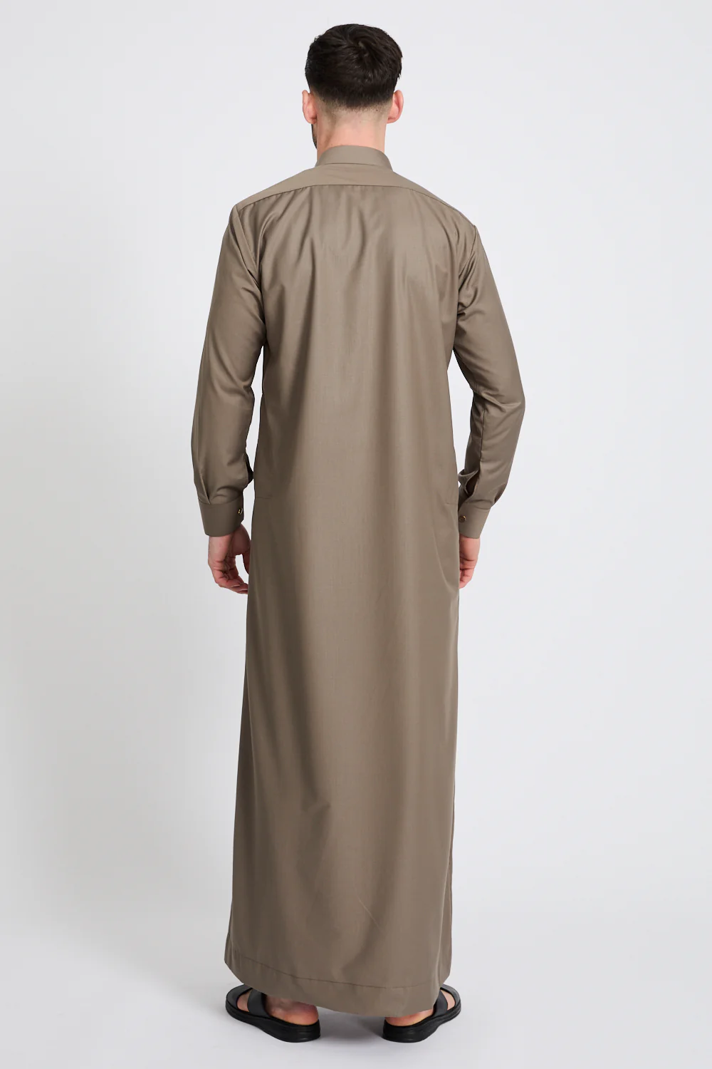 Premium Classic Buttoned Thobe - Khaki Olive - Image 9