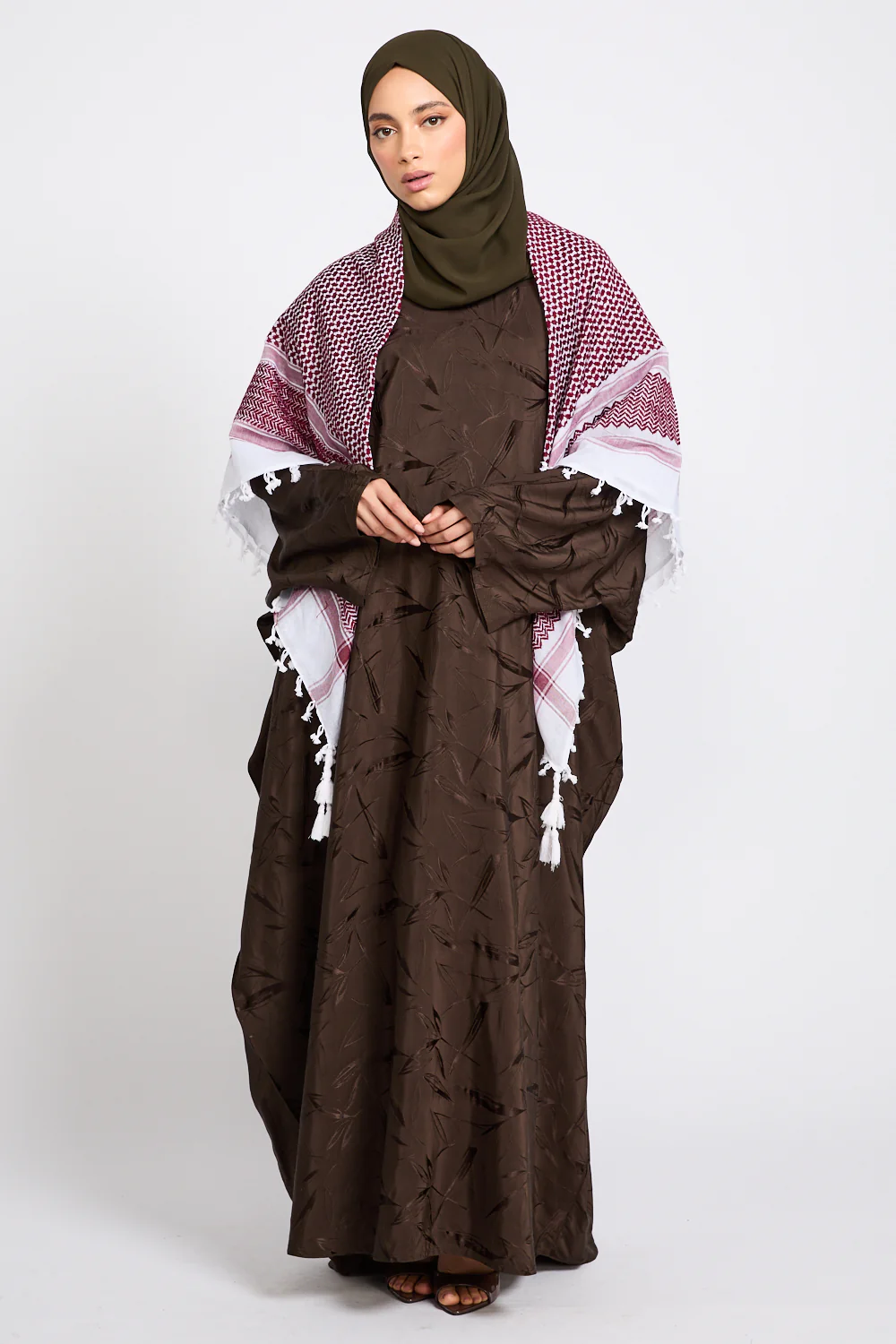 Premium Classic Keffiyeh Scarf - Red & White - Image 2