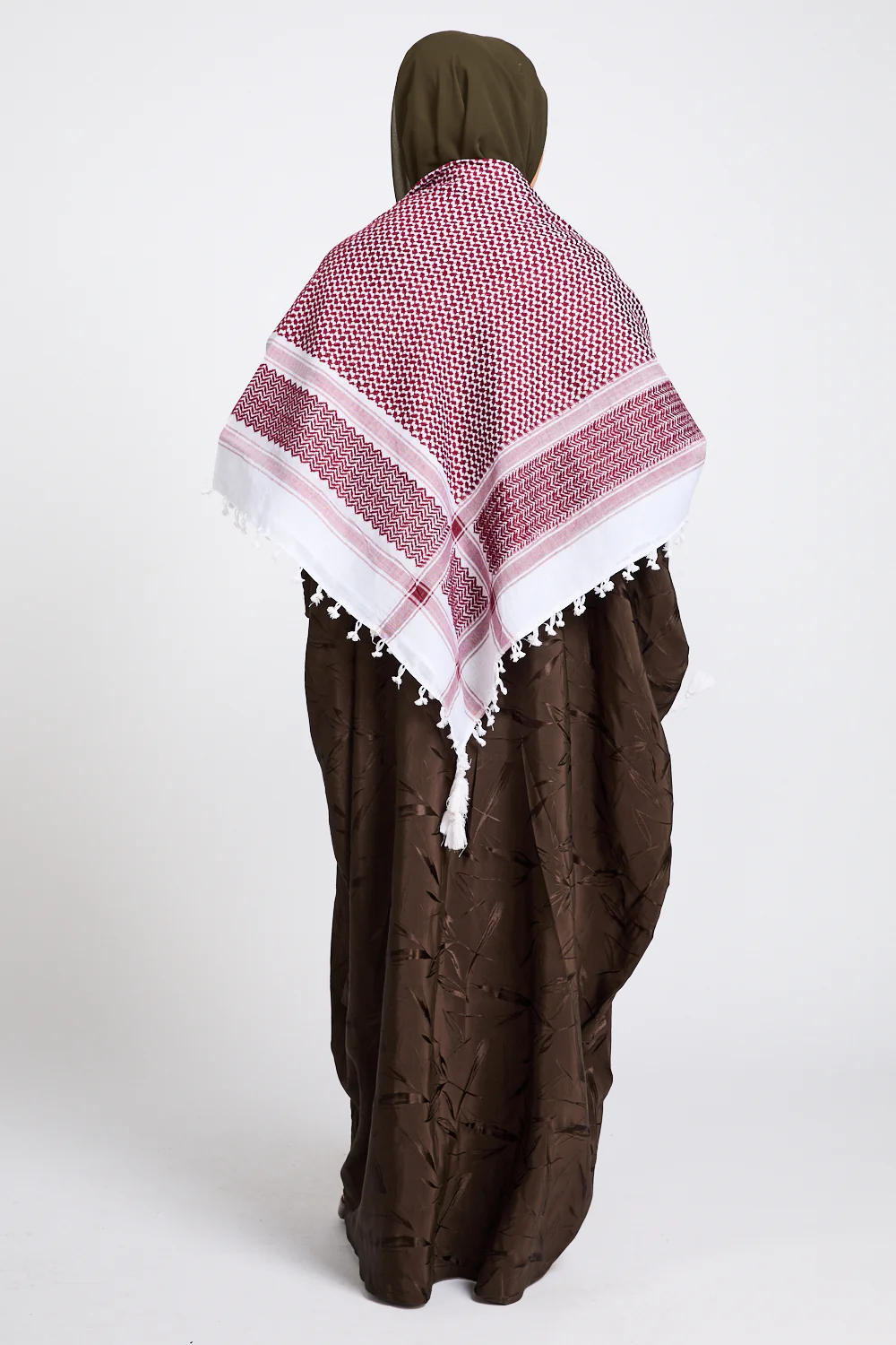 Premium Classic Keffiyeh Scarf - Red & White - Image 6