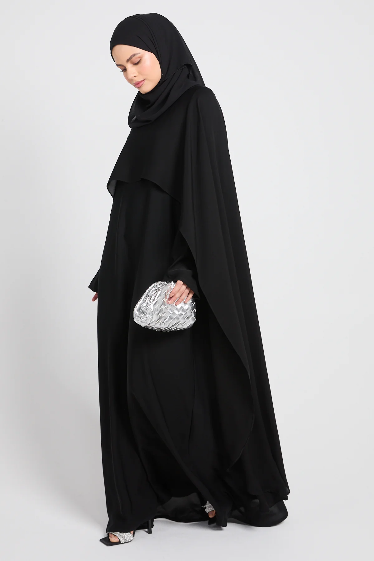 Premium Closed Abaya with Draped Veil – Black - Image 6