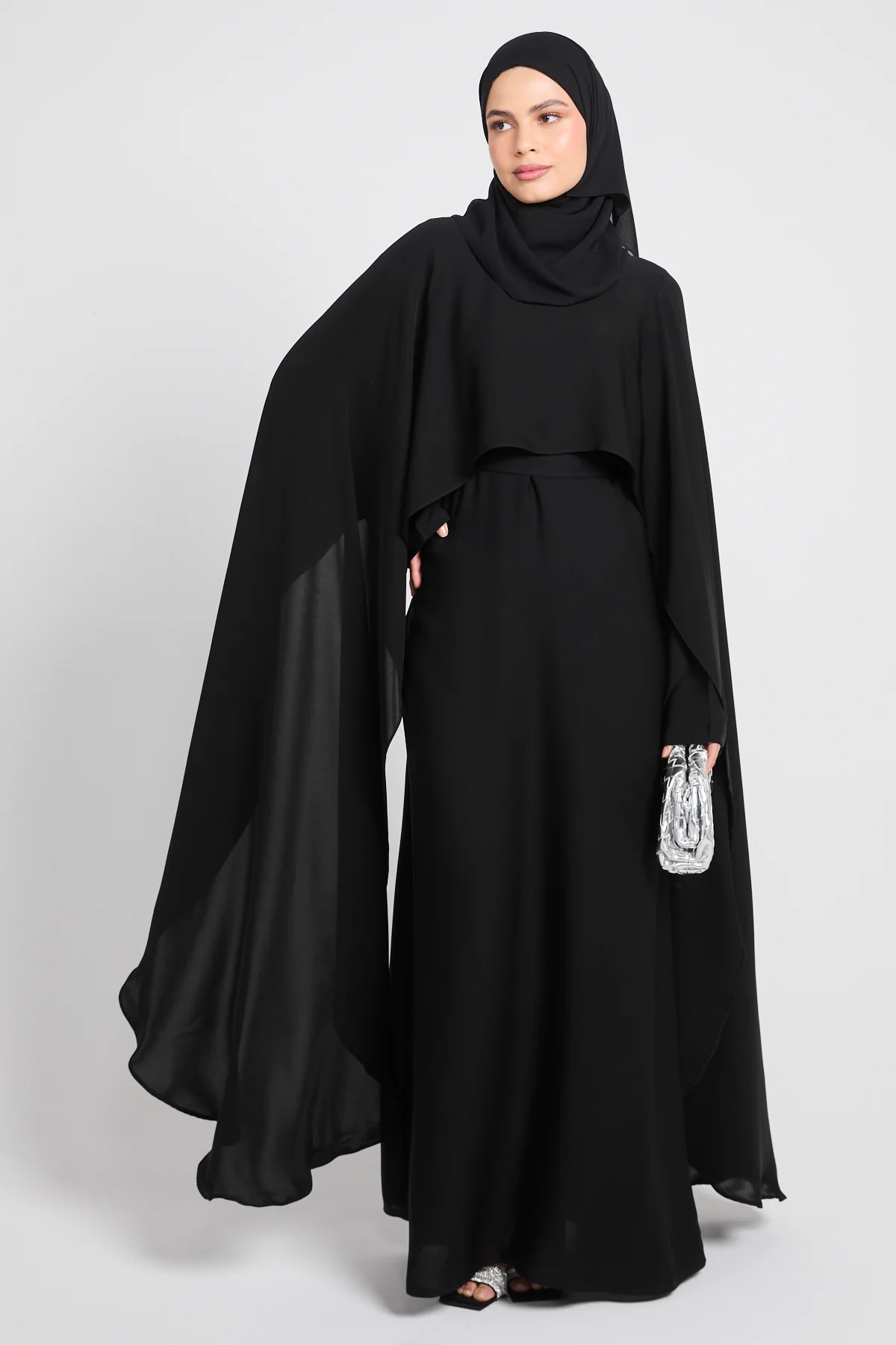 Premium Closed Abaya with Draped Veil – Black - Image 9