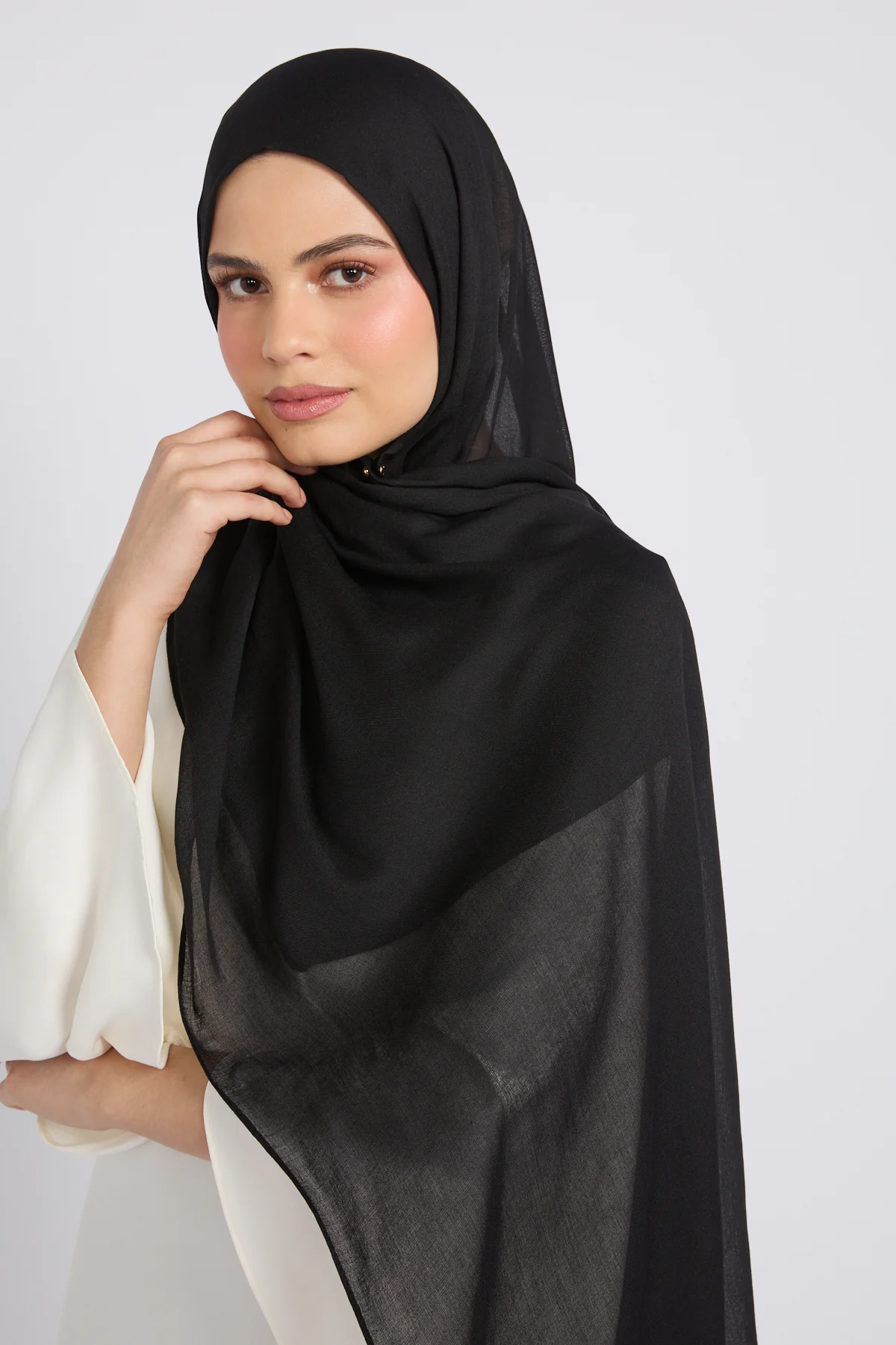 Premium Cotton Modal Hijab - Black - Image 3