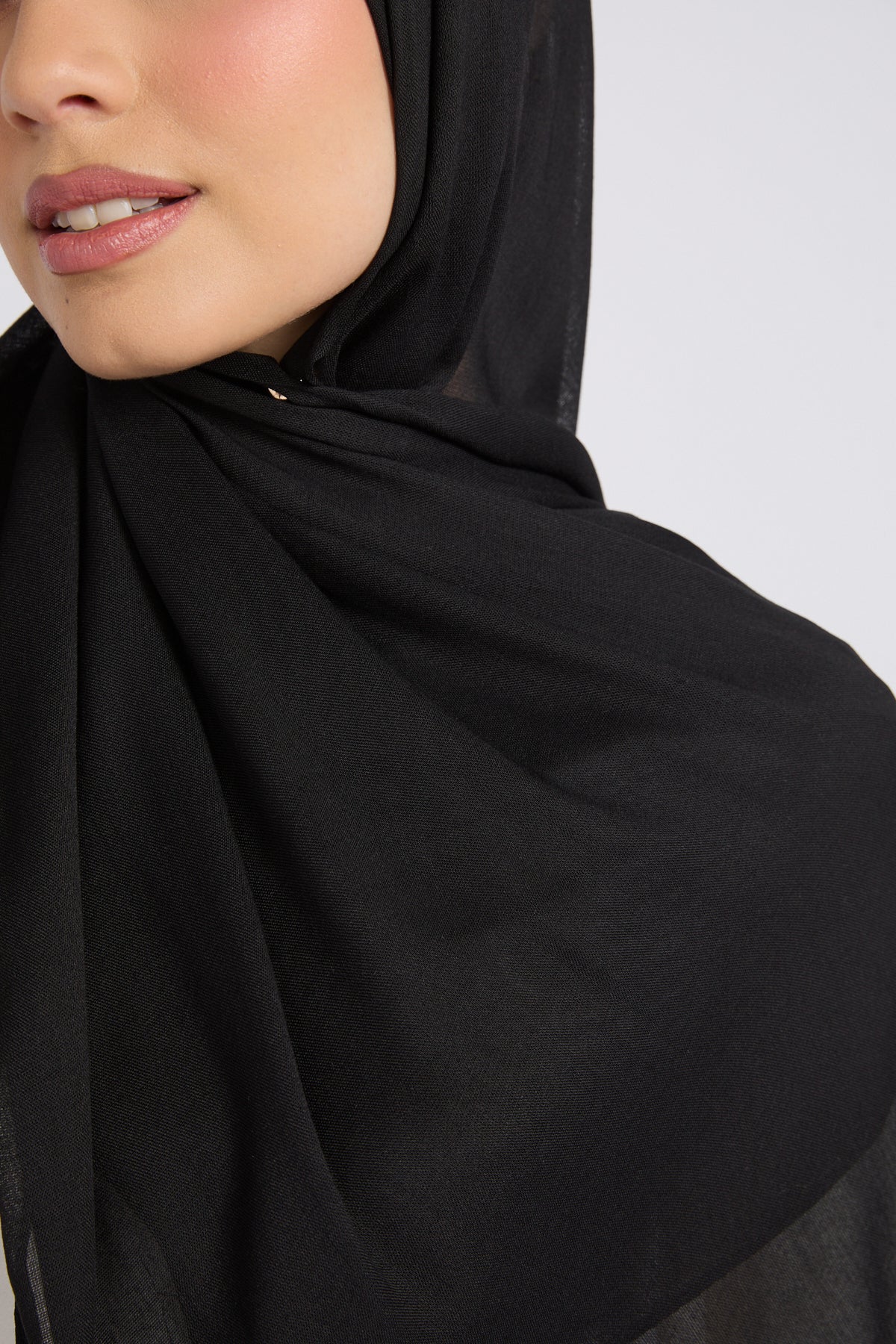 Premium Cotton Modal Hijab - Black - Image 4