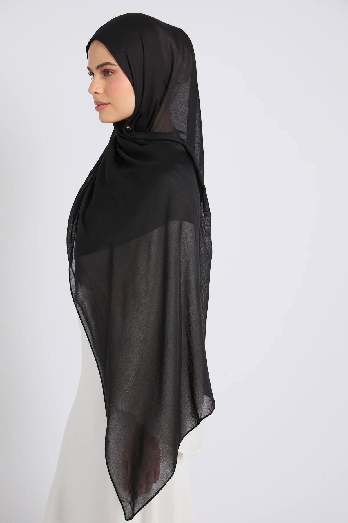 Premium Cotton Modal Hijab - Black - Image 5