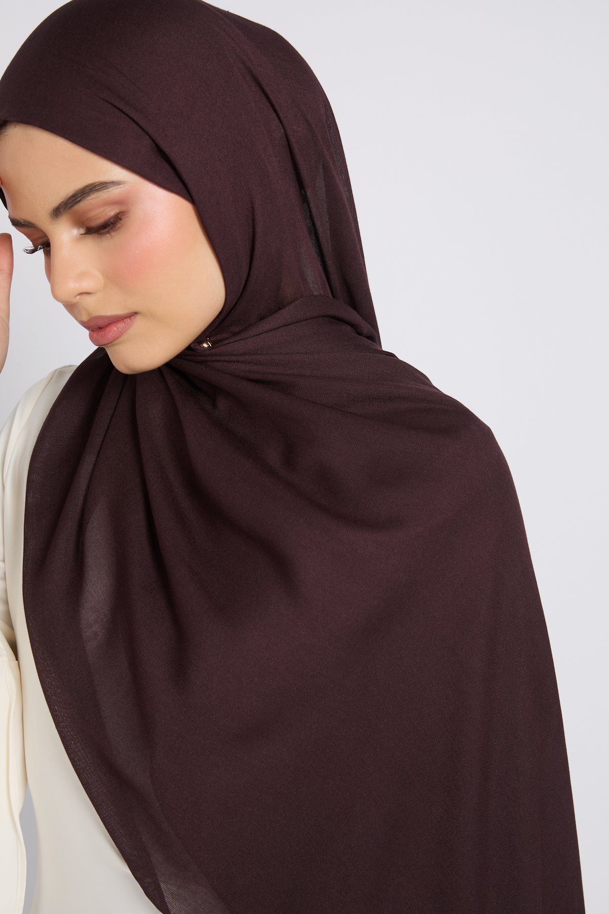 Premium Cotton Modal Hijab - Espresso - Image 2