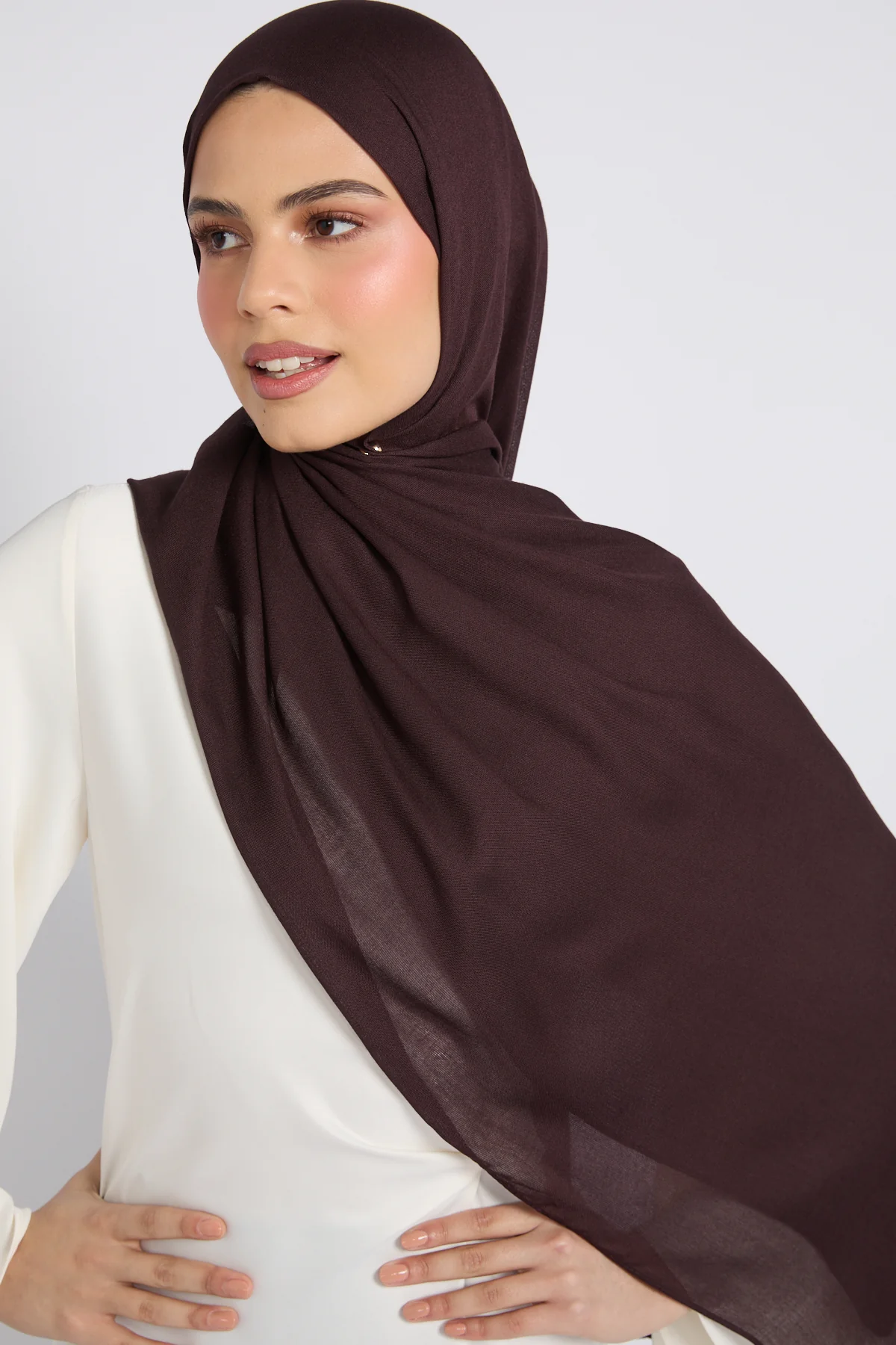 Premium Cotton Modal Hijab - Espresso - Image 3