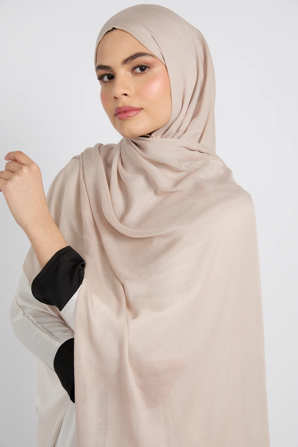 Premium Cotton Modal Hijab - Feather Grey - Image 2