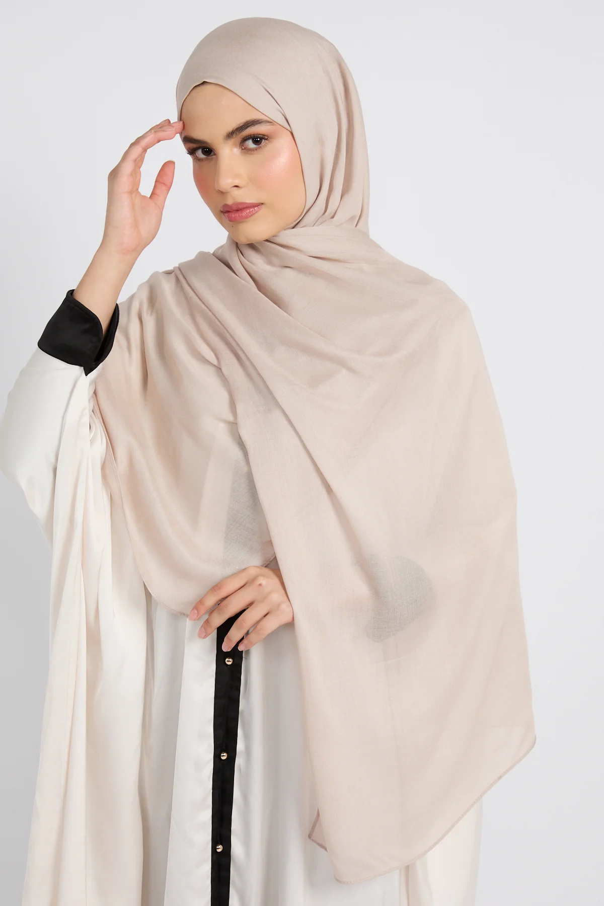 Premium Cotton Modal Hijab - Feather Grey - Image 3