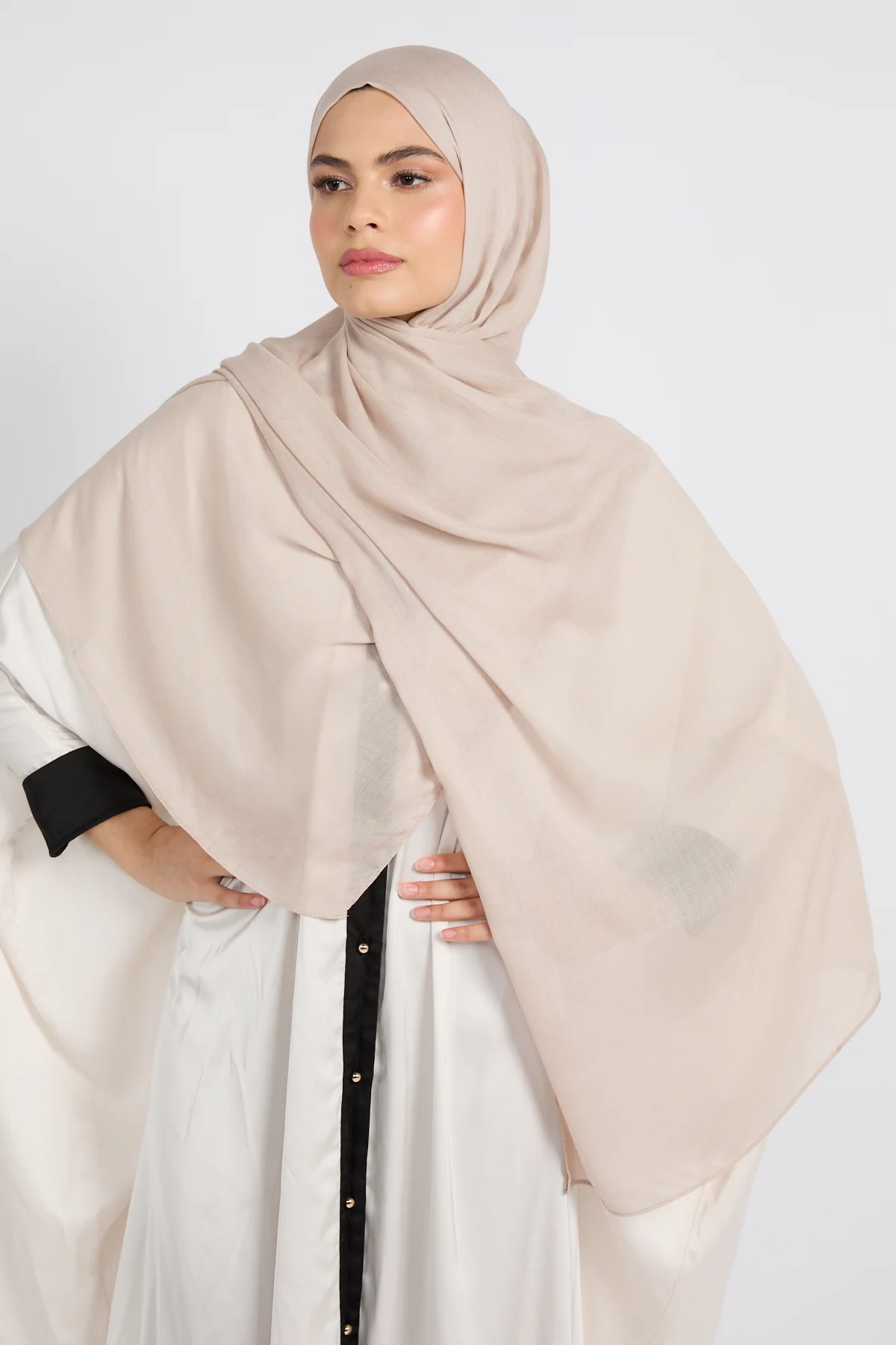 Premium Cotton Modal Hijab - Feather Grey - Image 5