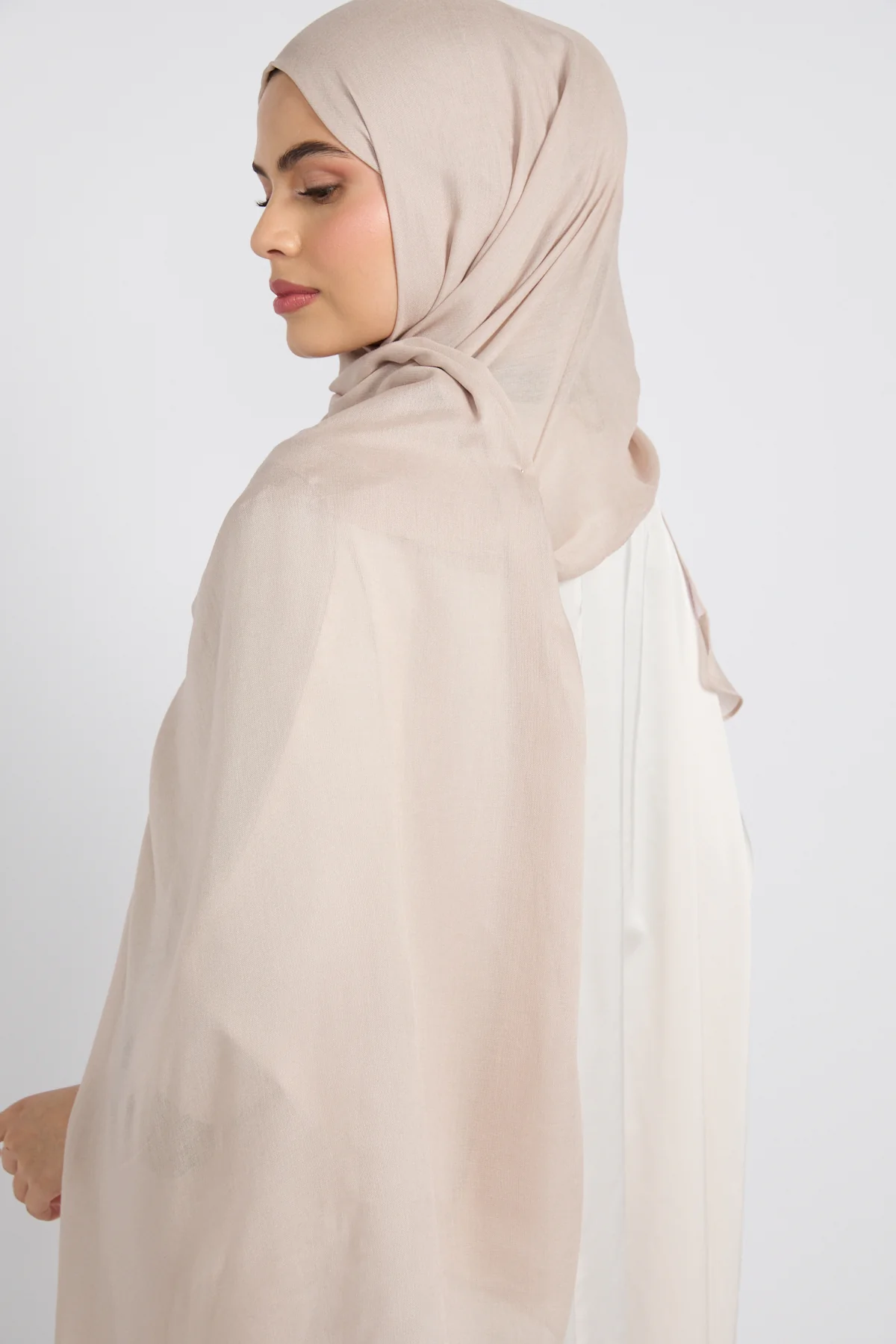 Premium Cotton Modal Hijab - Feather Grey - Image 6