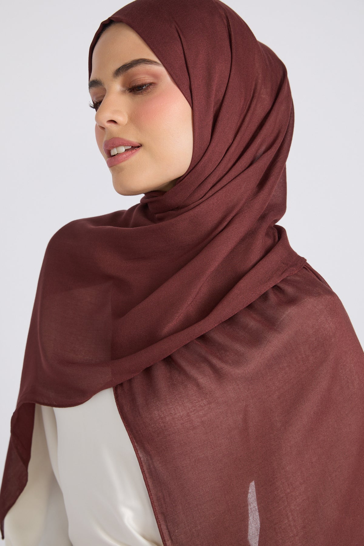 Premium Cotton Modal Hijab - Mahogany - Image 2