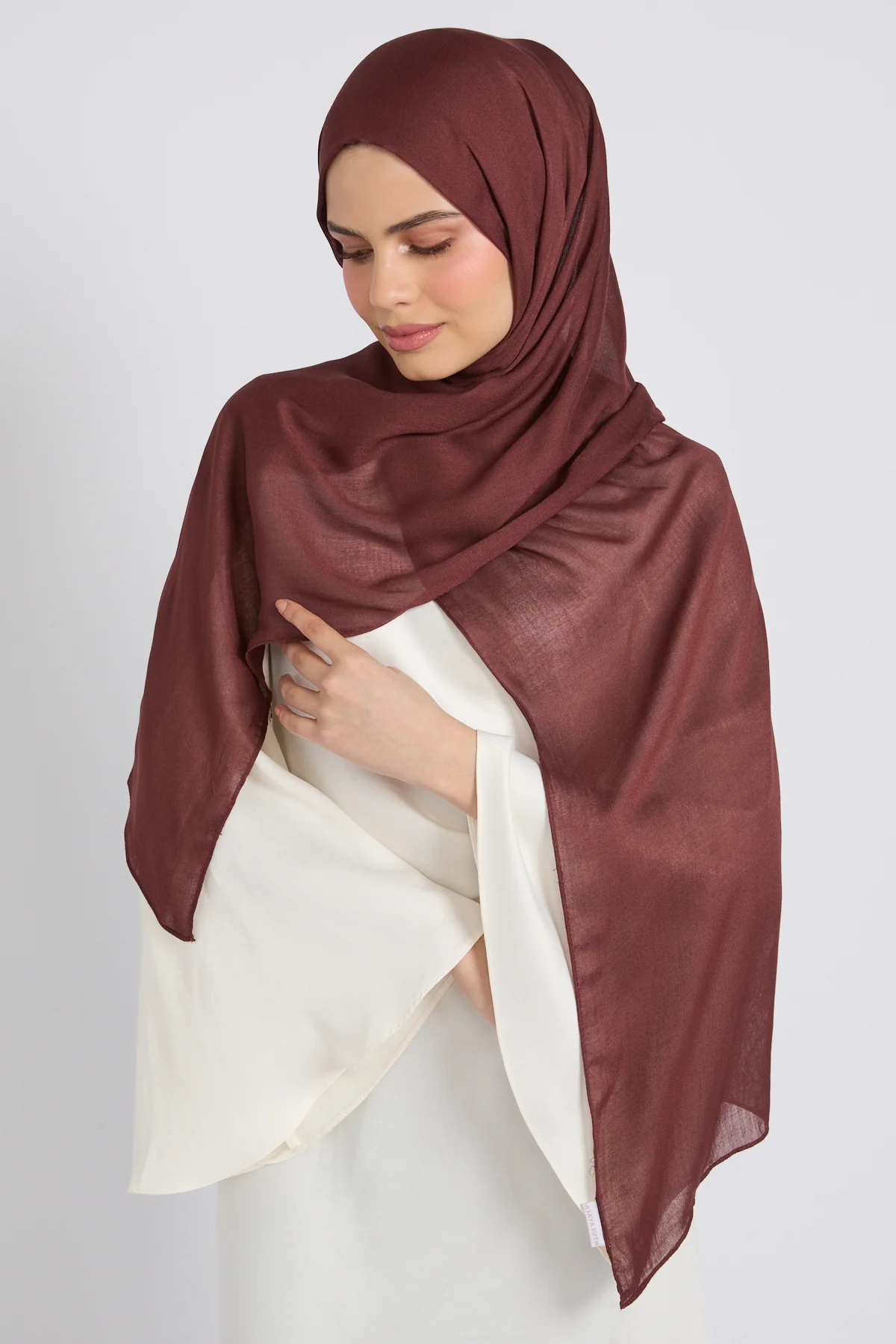 Premium Cotton Modal Hijab - Mahogany - Image 3