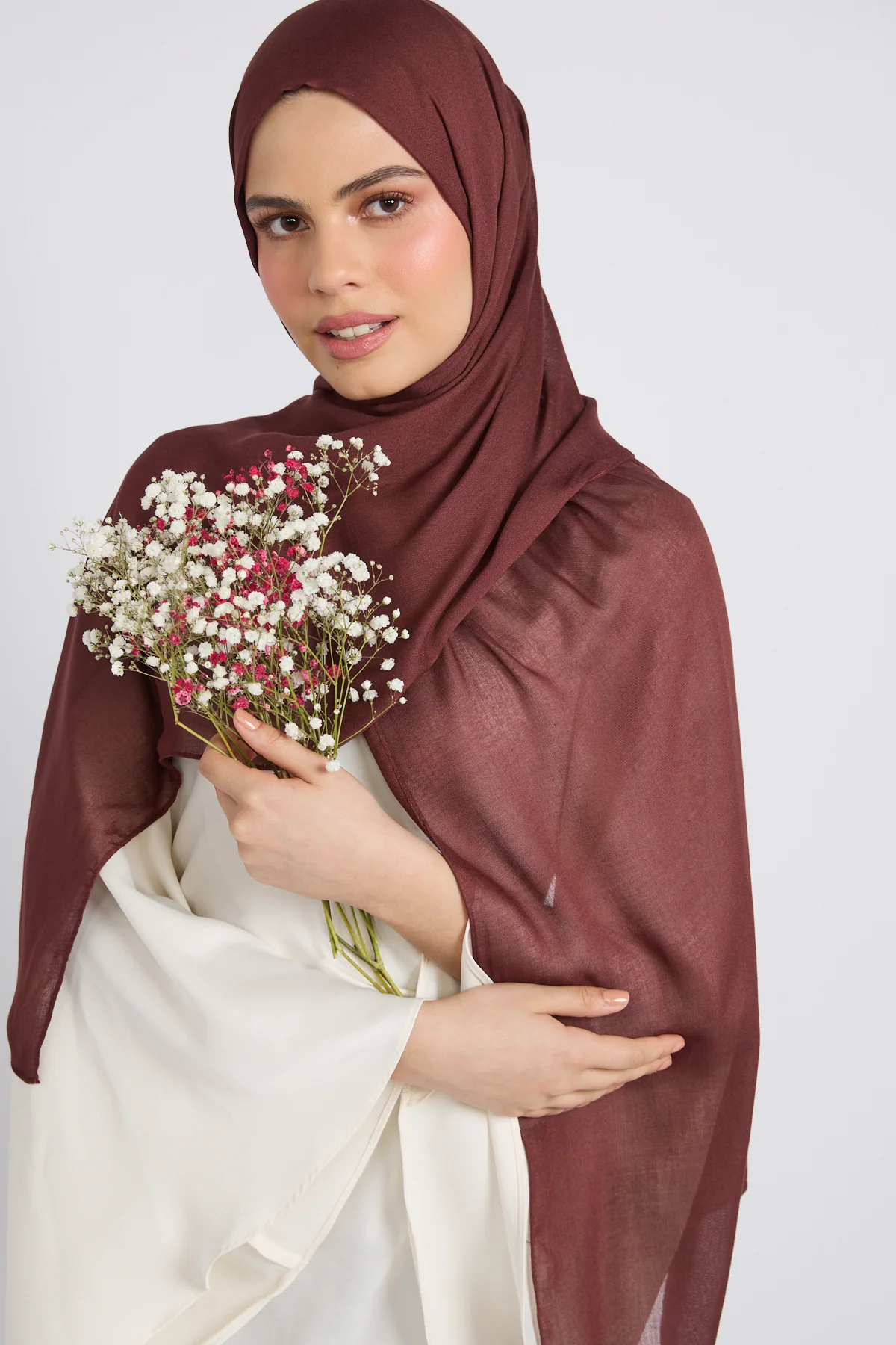 Premium Cotton Modal Hijab - Mahogany - Image 6