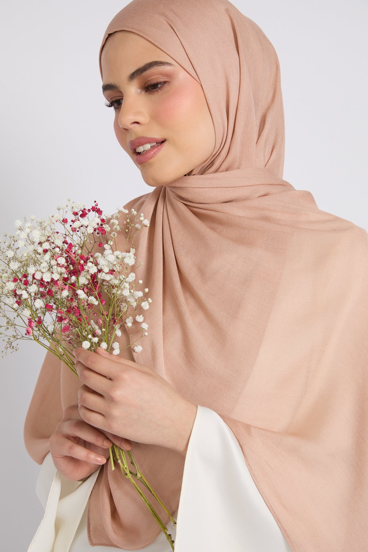 Premium Cotton Modal Hijab - Mahogany Rose - Image 2