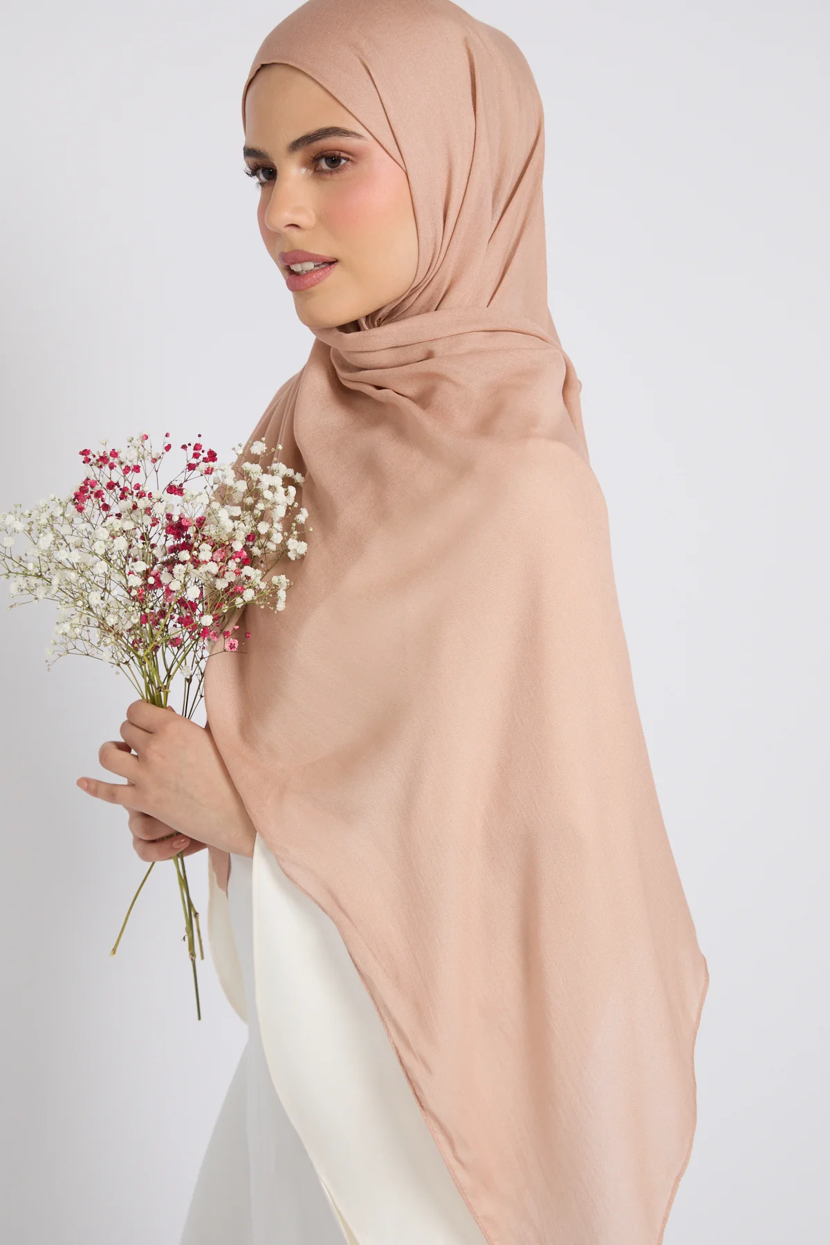 Premium Cotton Modal Hijab - Mahogany Rose - Image 3