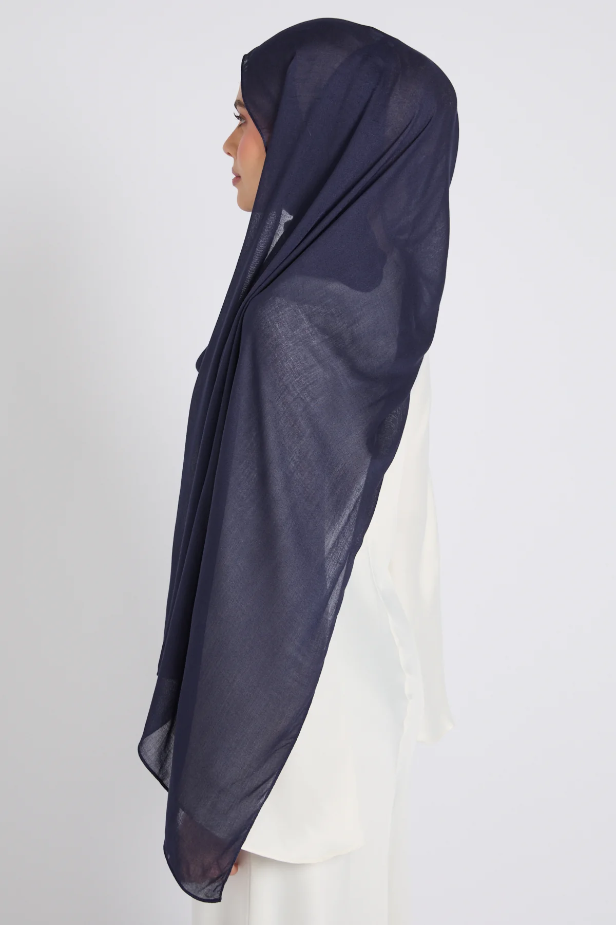 Premium Cotton Modal Hijab - Navy - Image 4