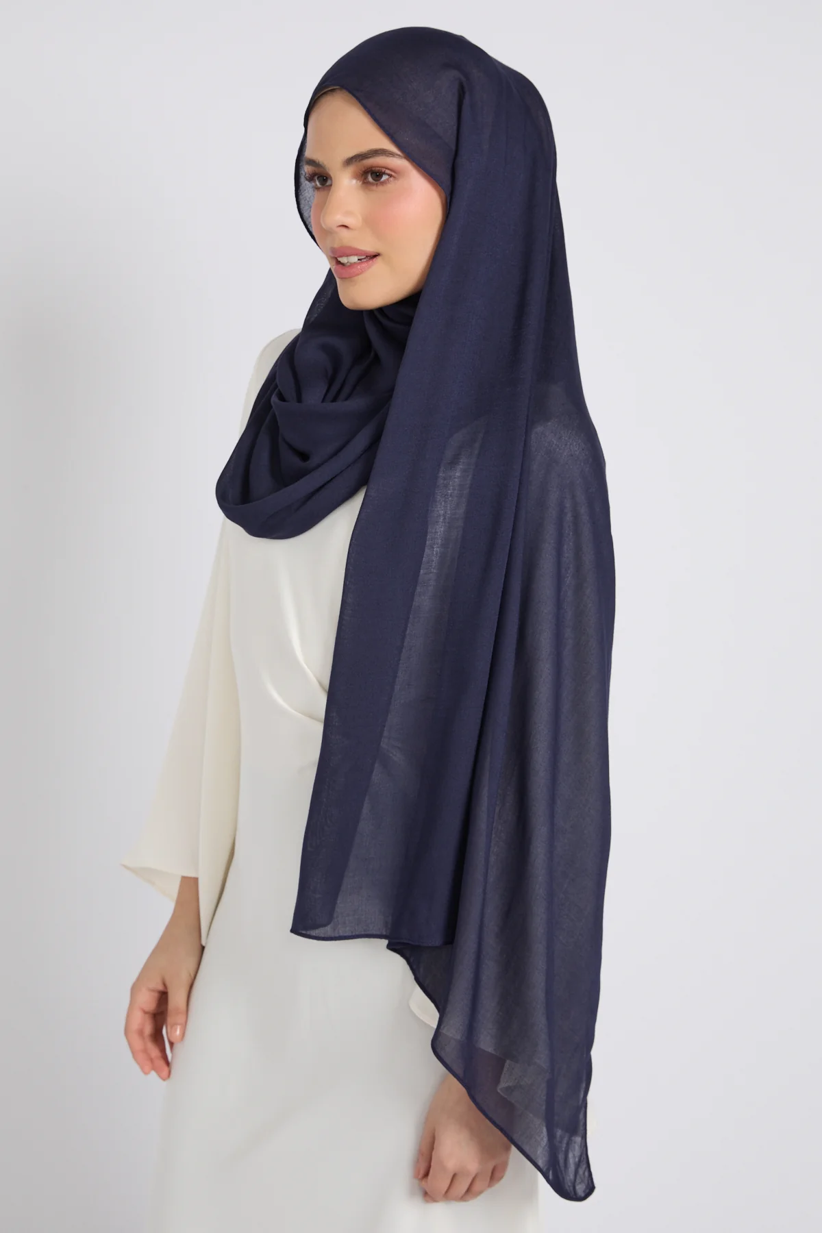 Premium Cotton Modal Hijab - Navy - Image 5