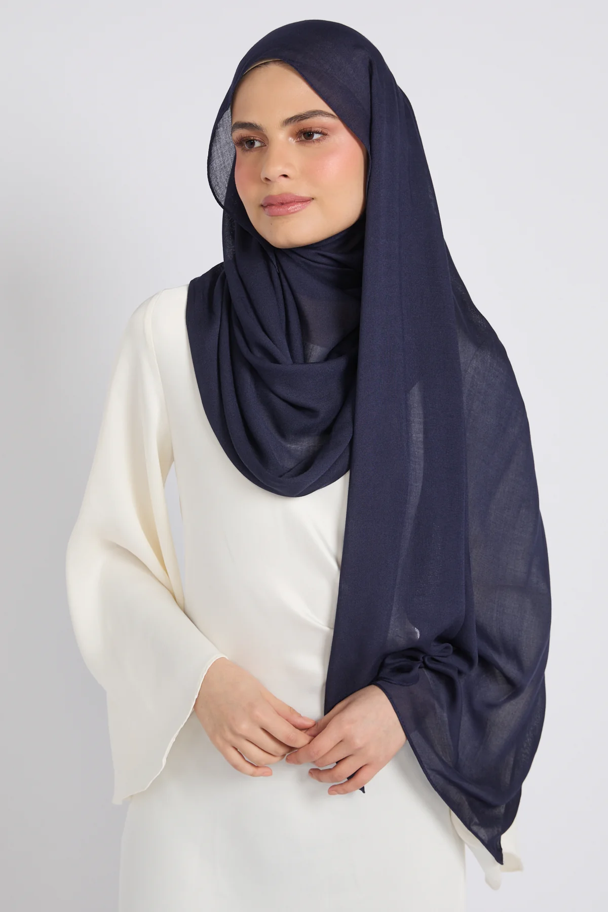 Premium Cotton Modal Hijab - Navy - Image 6
