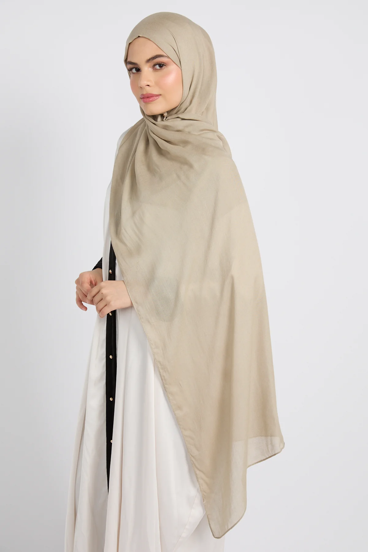 Premium Cotton Modal Hijab - Olive Grey