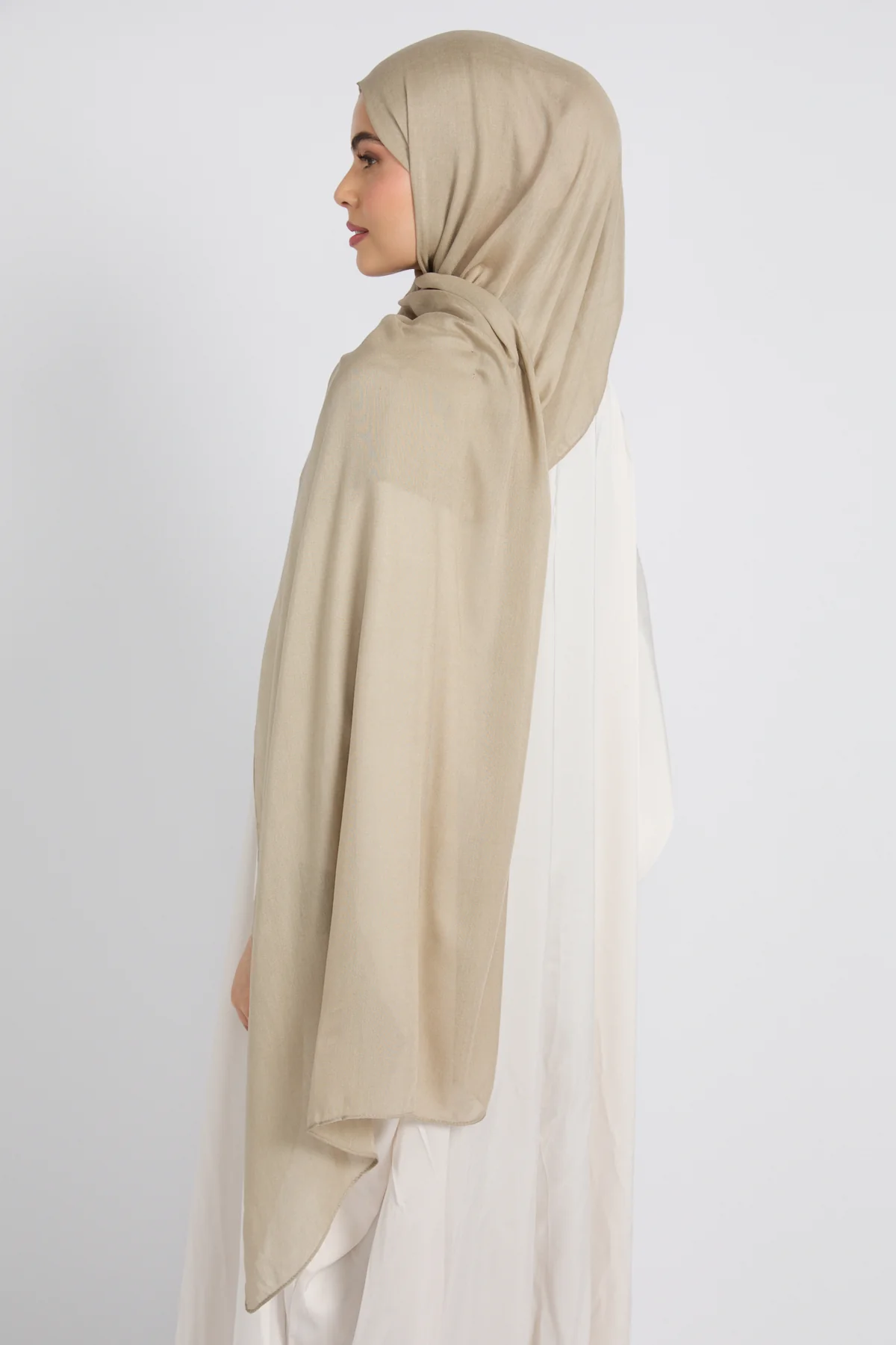 Premium Cotton Modal Hijab - Olive Grey - Image 3