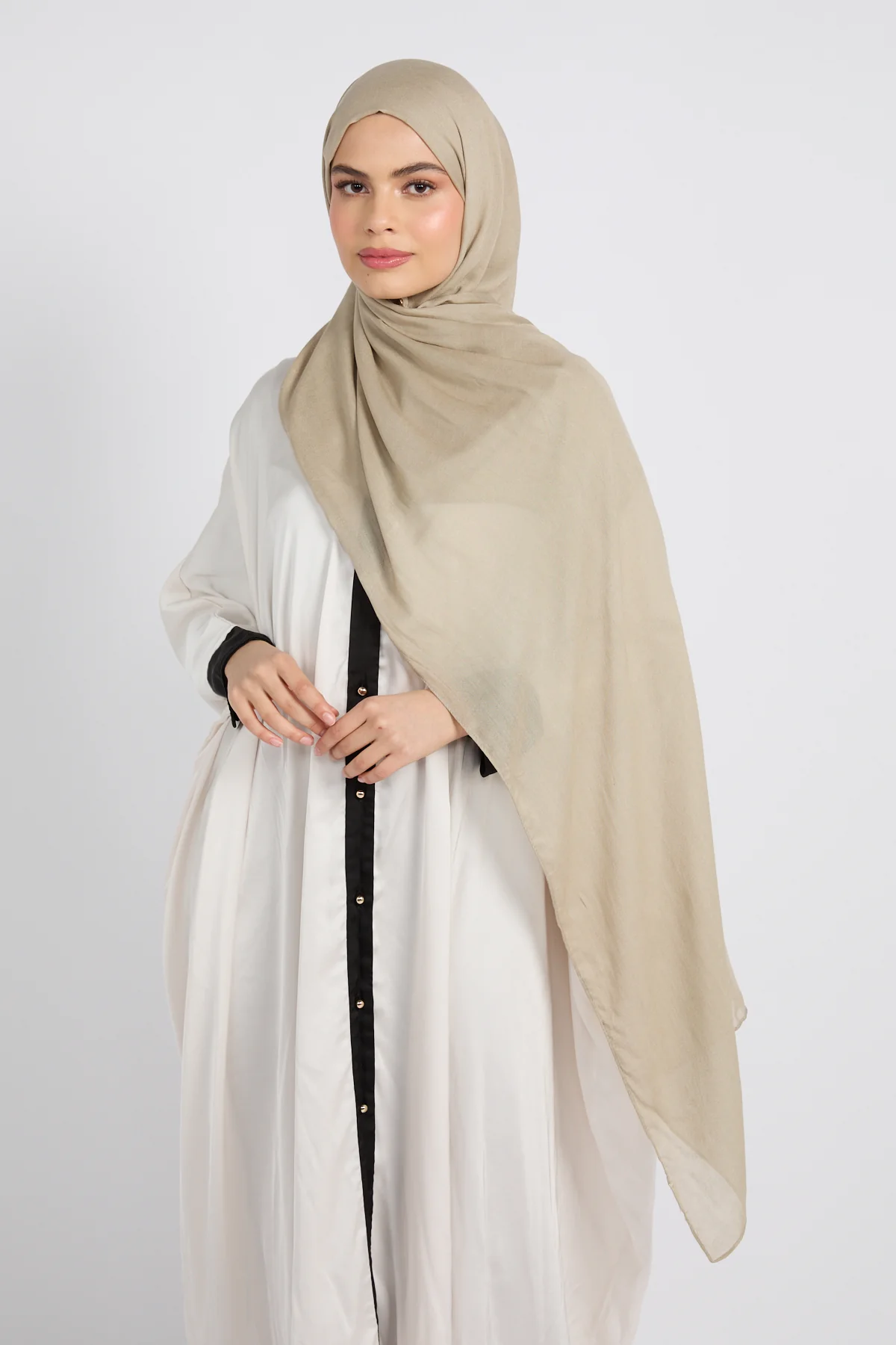 Premium Cotton Modal Hijab - Olive Grey - Image 5