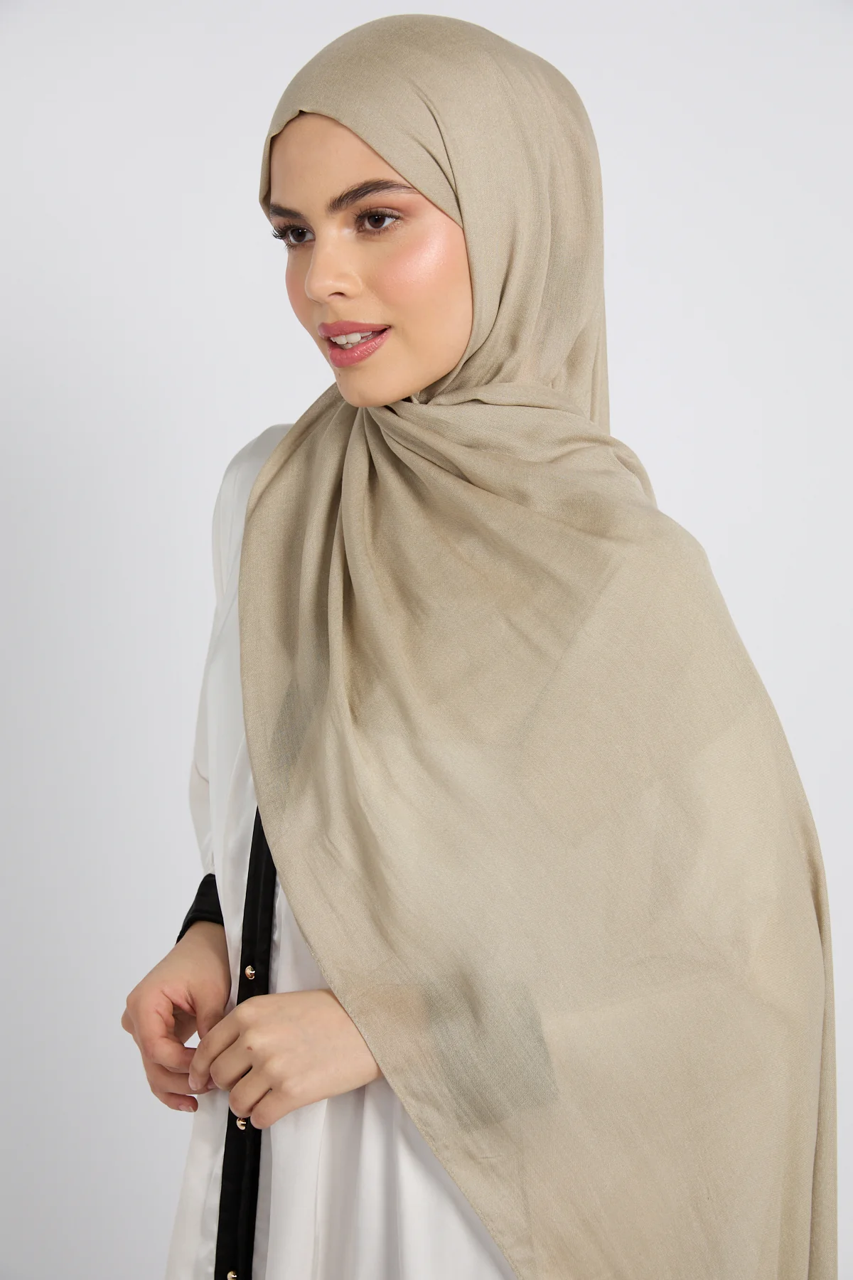 Premium Cotton Modal Hijab - Olive Grey - Image 6