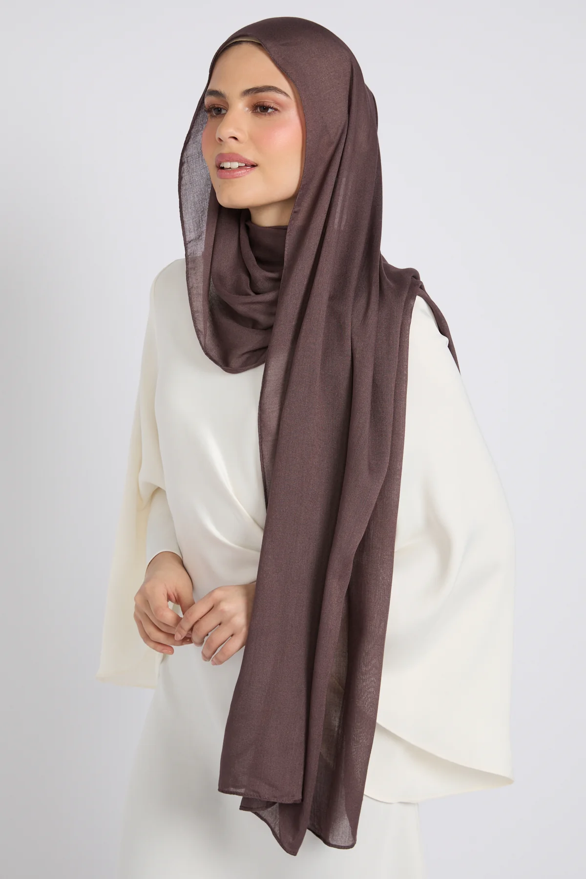 Premium Cotton Modal Hijab - Plum Truffle