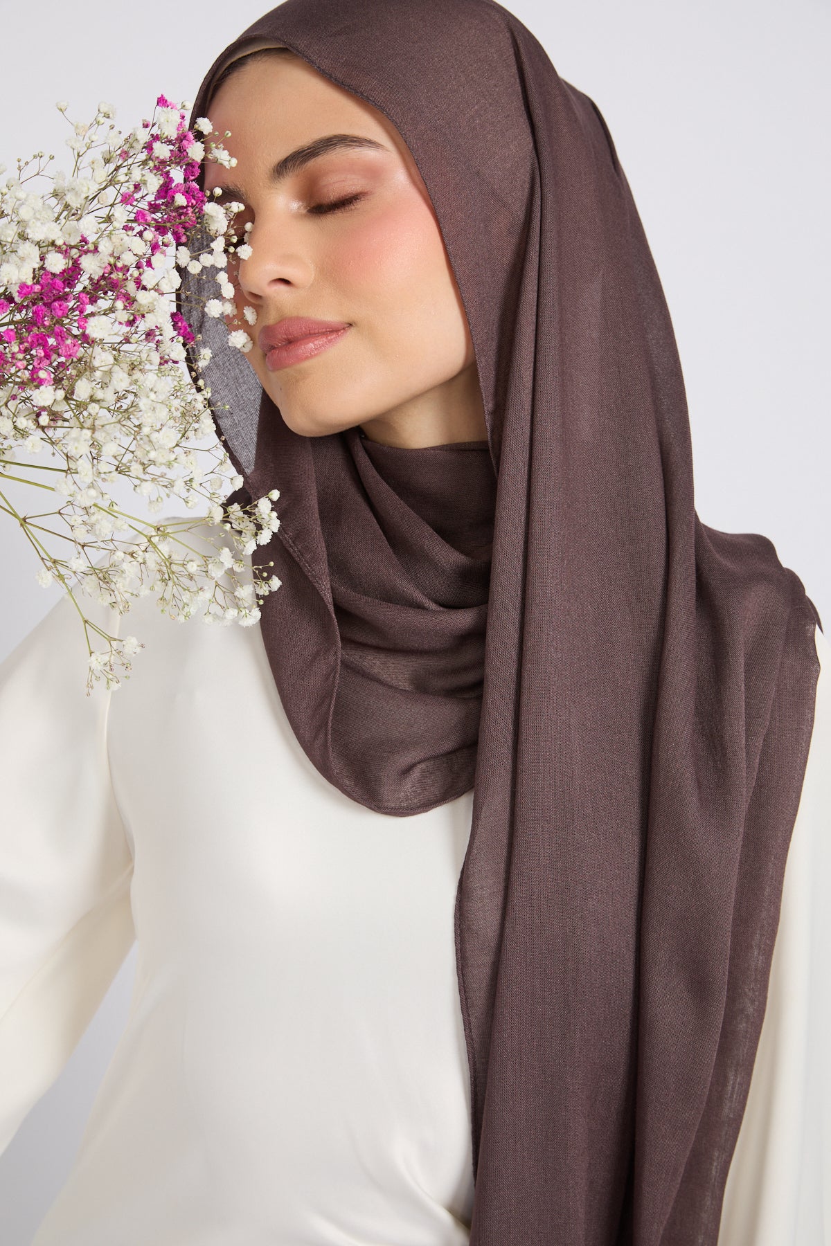 Premium Cotton Modal Hijab - Plum Truffle - Image 2