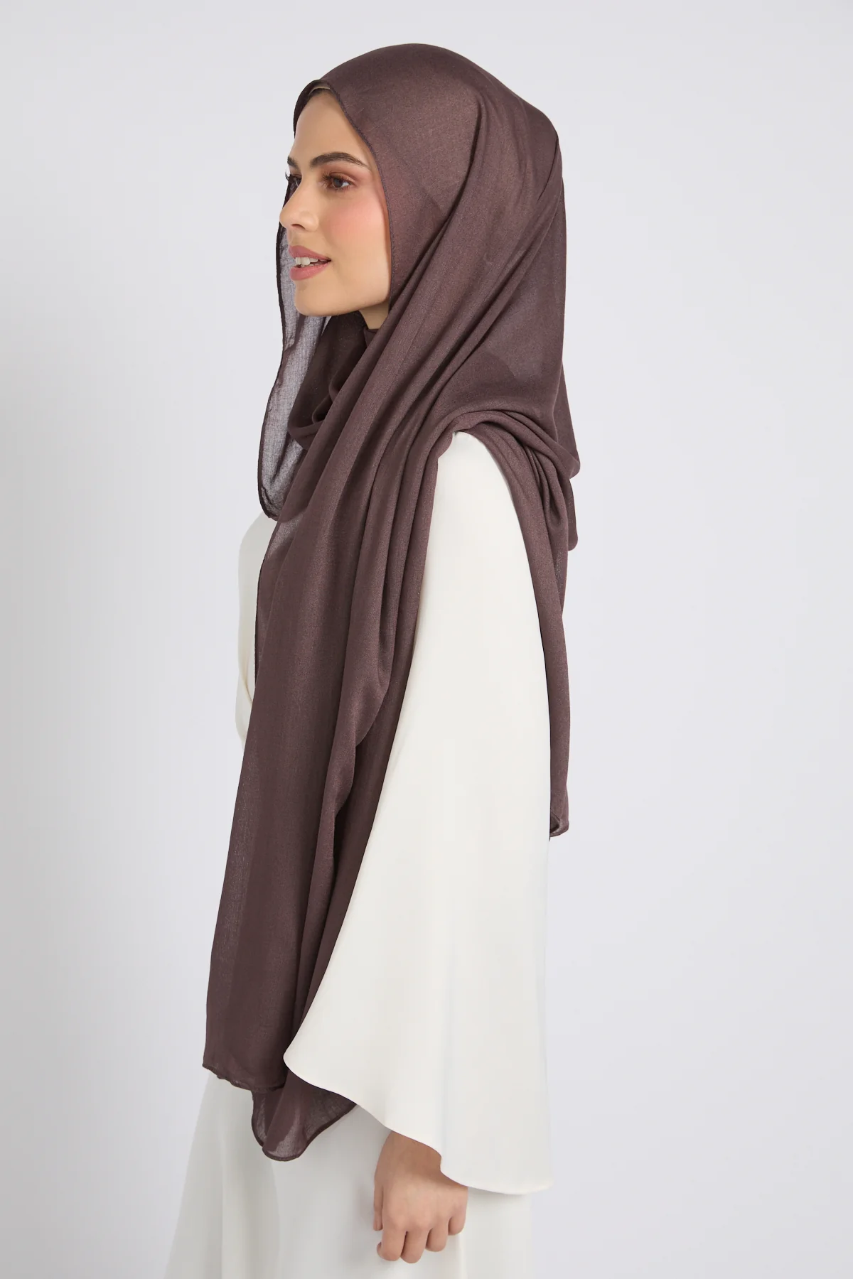 Premium Cotton Modal Hijab - Plum Truffle - Image 3