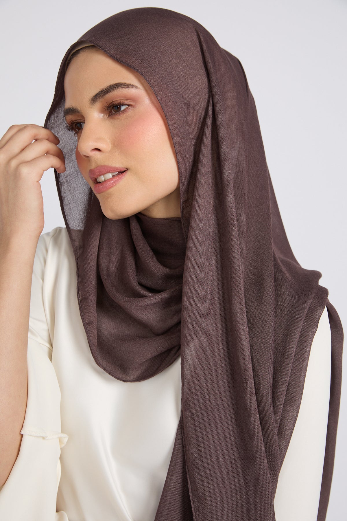 Premium Cotton Modal Hijab - Plum Truffle - Image 4