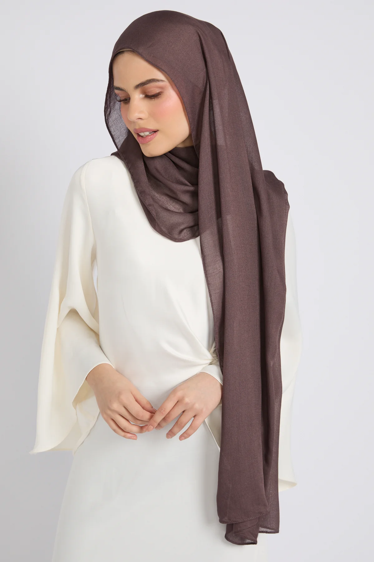 Premium Cotton Modal Hijab - Plum Truffle - Image 5