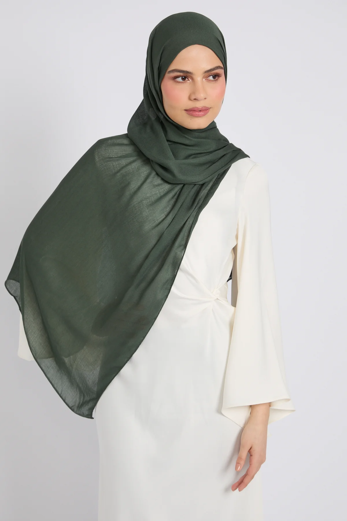 Premium Cotton Modal Hijab - Rifle Green - Image 3