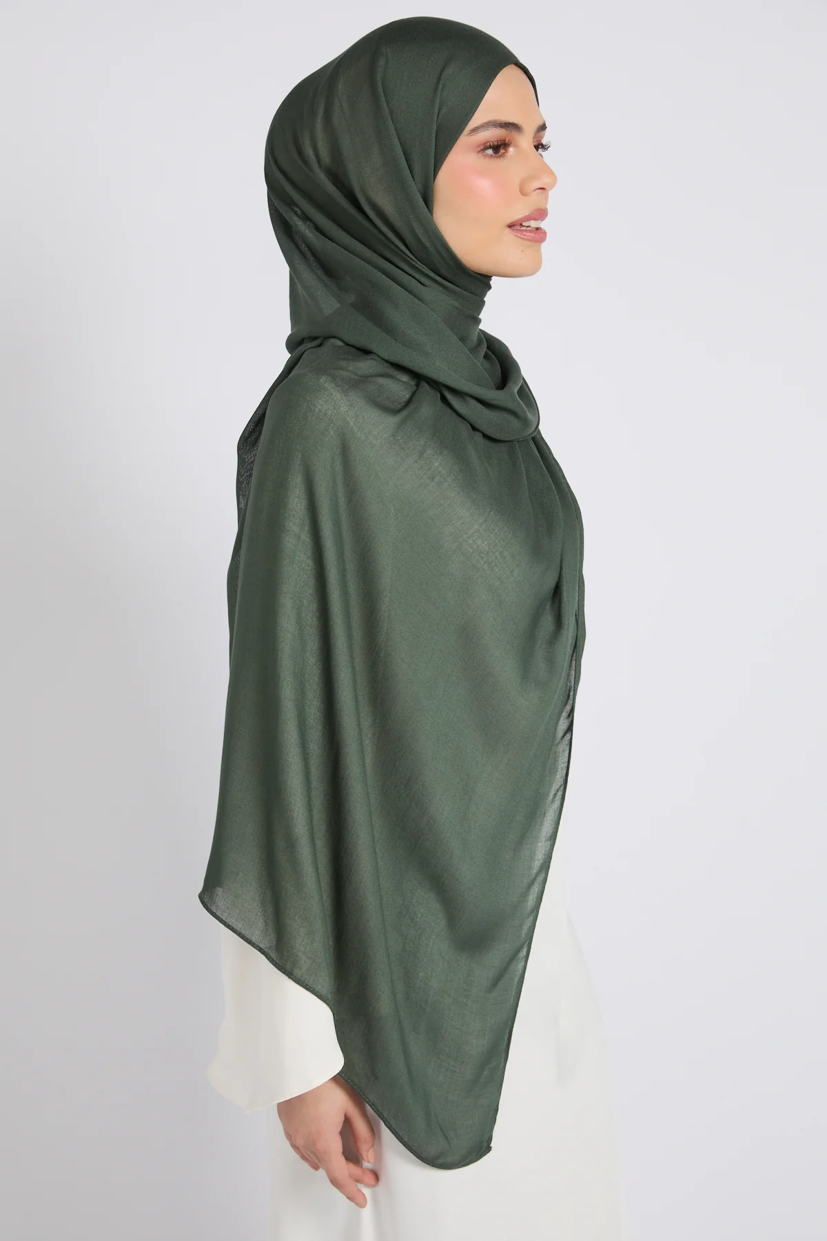 Premium Cotton Modal Hijab - Rifle Green - Image 4