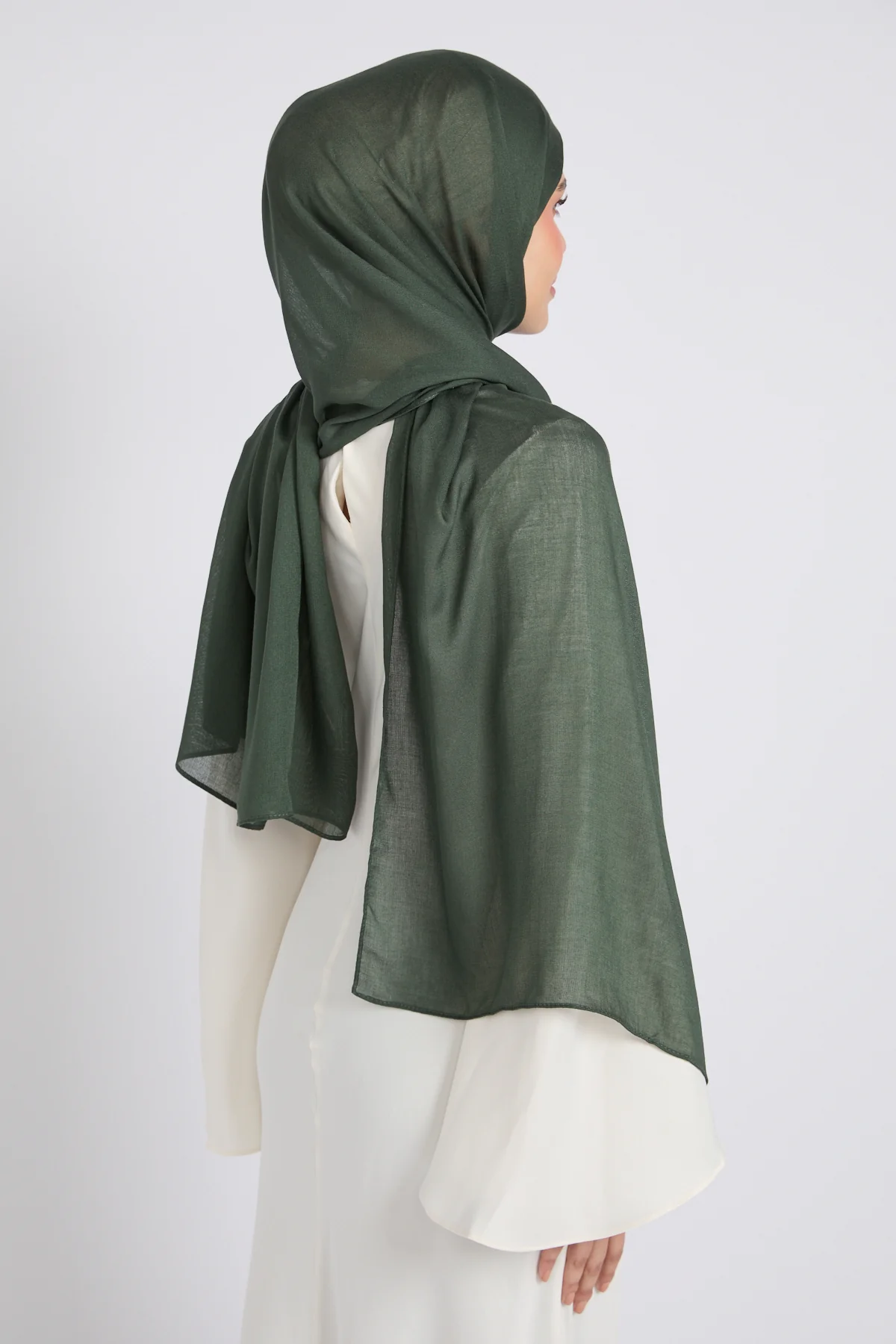 Premium Cotton Modal Hijab - Rifle Green - Image 5